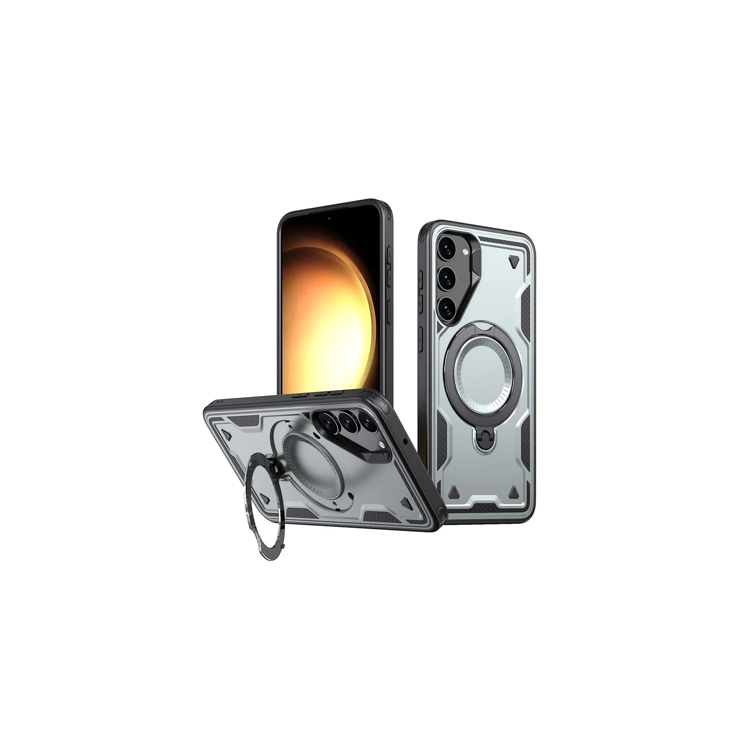 [CS] Shockproof Kickstand Magsafe Case Cover with Ring Stand for Samsung Galaxy A35, Grey