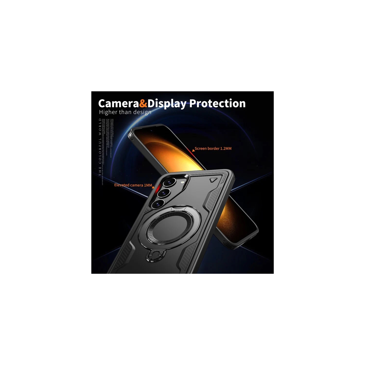 [CS] Shockproof Kickstand Magsafe Case Cover with Ring Stand for Samsung Galaxy A35, Black