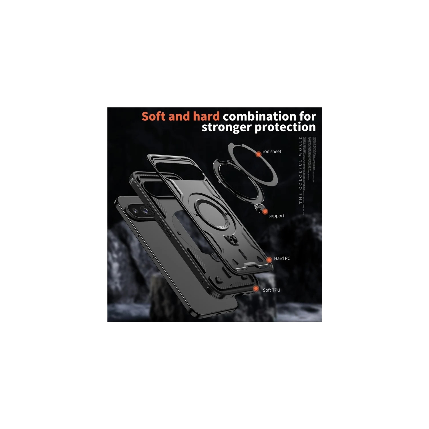 [CS] Étui antichoc avec béquille Magsafe avec anneau pour Pixel 9 Pro XL de Google, rouge