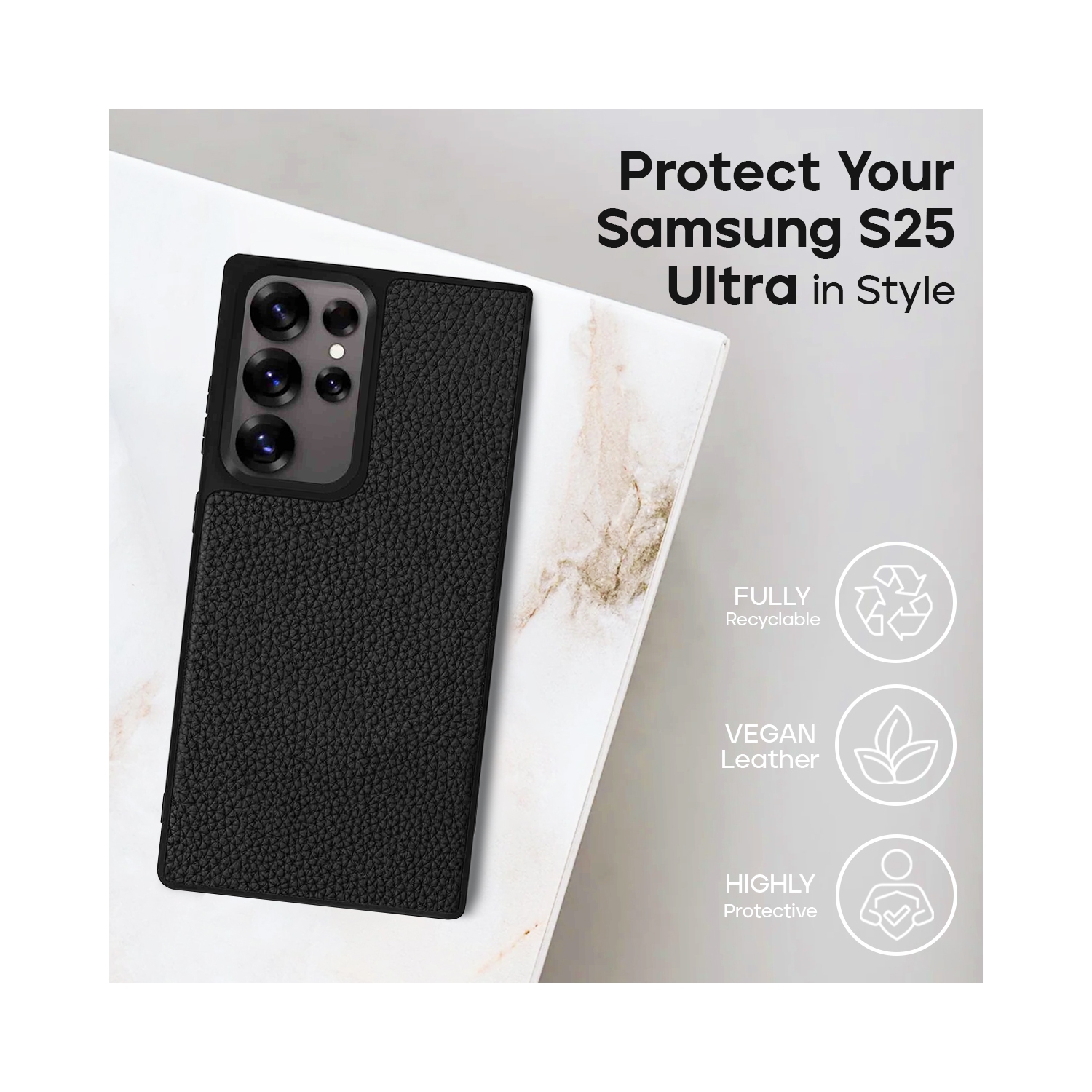 Adreama Vegan Leather Shockproof Samsung Galaxy S25 Ultra Case