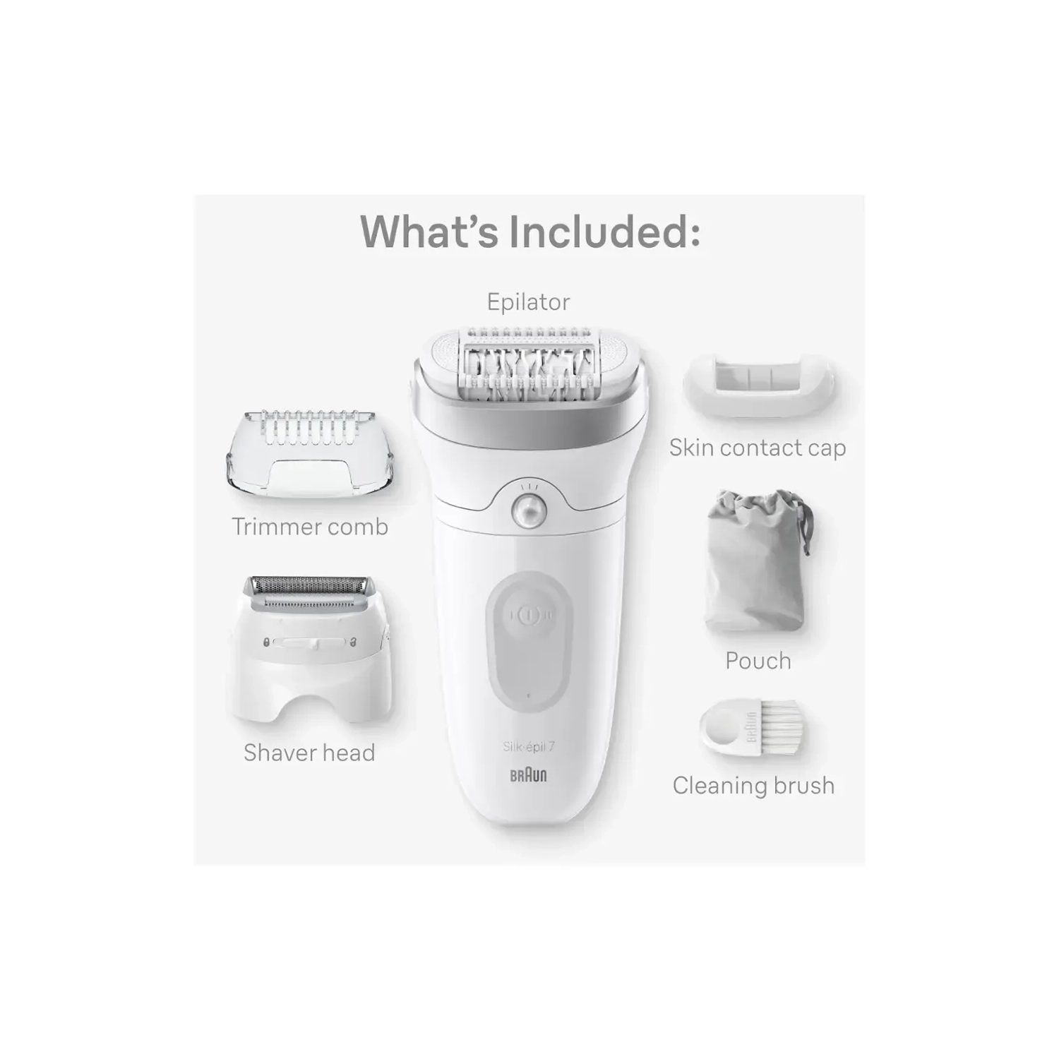 Braun Silk-épil 7 Epilator, Wet and Dry, Wide Head, Includes Shaver Head and Trimmer Comb