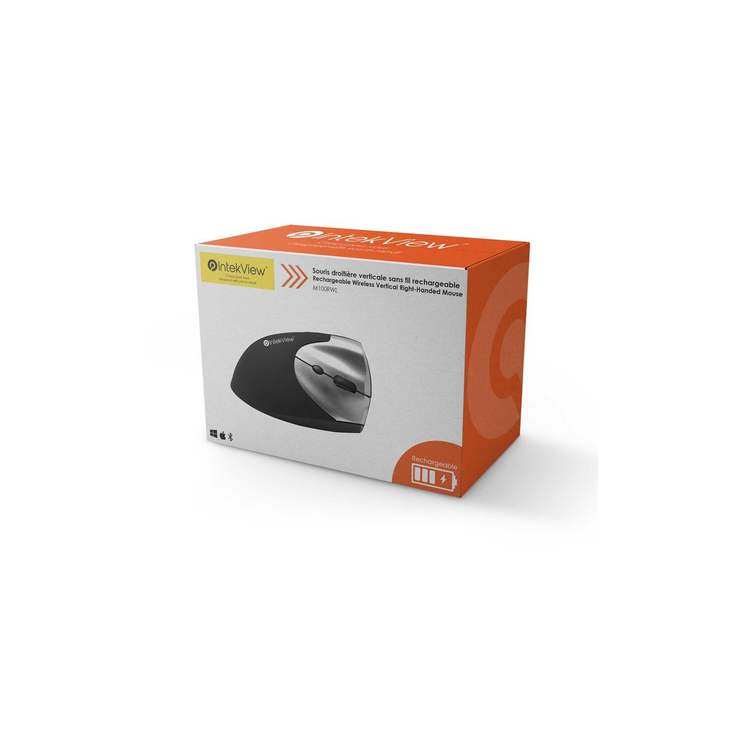 Nu-Tone IntekView Vertical Mouse Wireless Right Hand Rechargeable-(M100RWL )