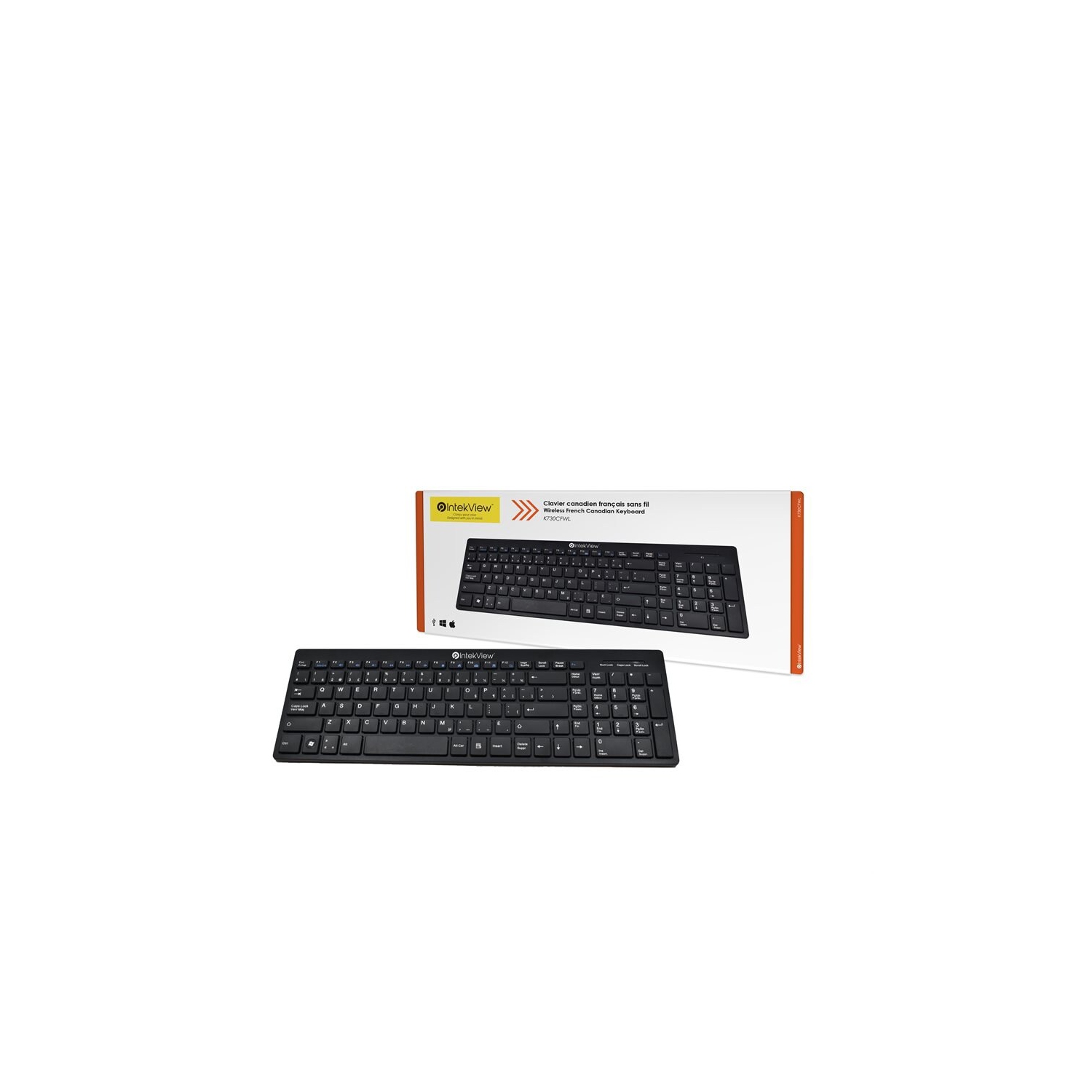 Clavier sans fil mince IntekView V.2 NU-Tone français canadien-(K730CFWL）