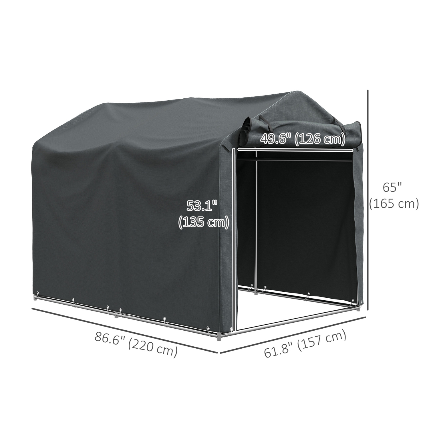 Outsunny 7' x 5' Garden Storage Tent, UV Resistant Bike Shed, Patio Storage Shelter with Roll-up Zipper Door, Outdoor Waterproof Carport Shelter for
