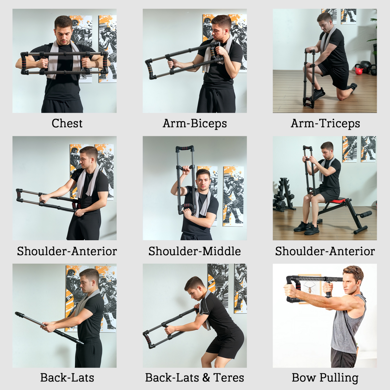 Soozier Chest Expander, Arm Chest Exerciser with 22-110 lbs Adjustable Spring Resistance for Men and Women Home Gym, Office or Travel Workout