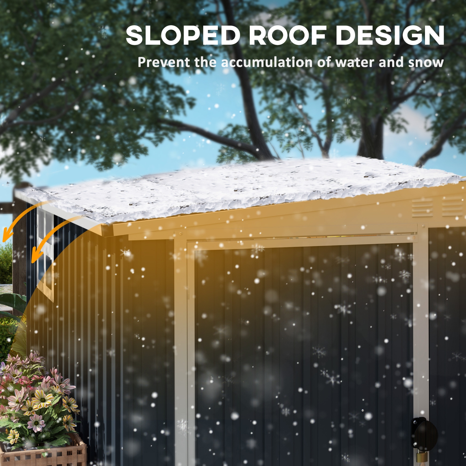 Outsunny 4' x 8' Outdoor Storage Shed, Metal Garden Shed with Window, 2 Vents and Lockable Door, for Backyard, Garden, Lawn, Dark Grey