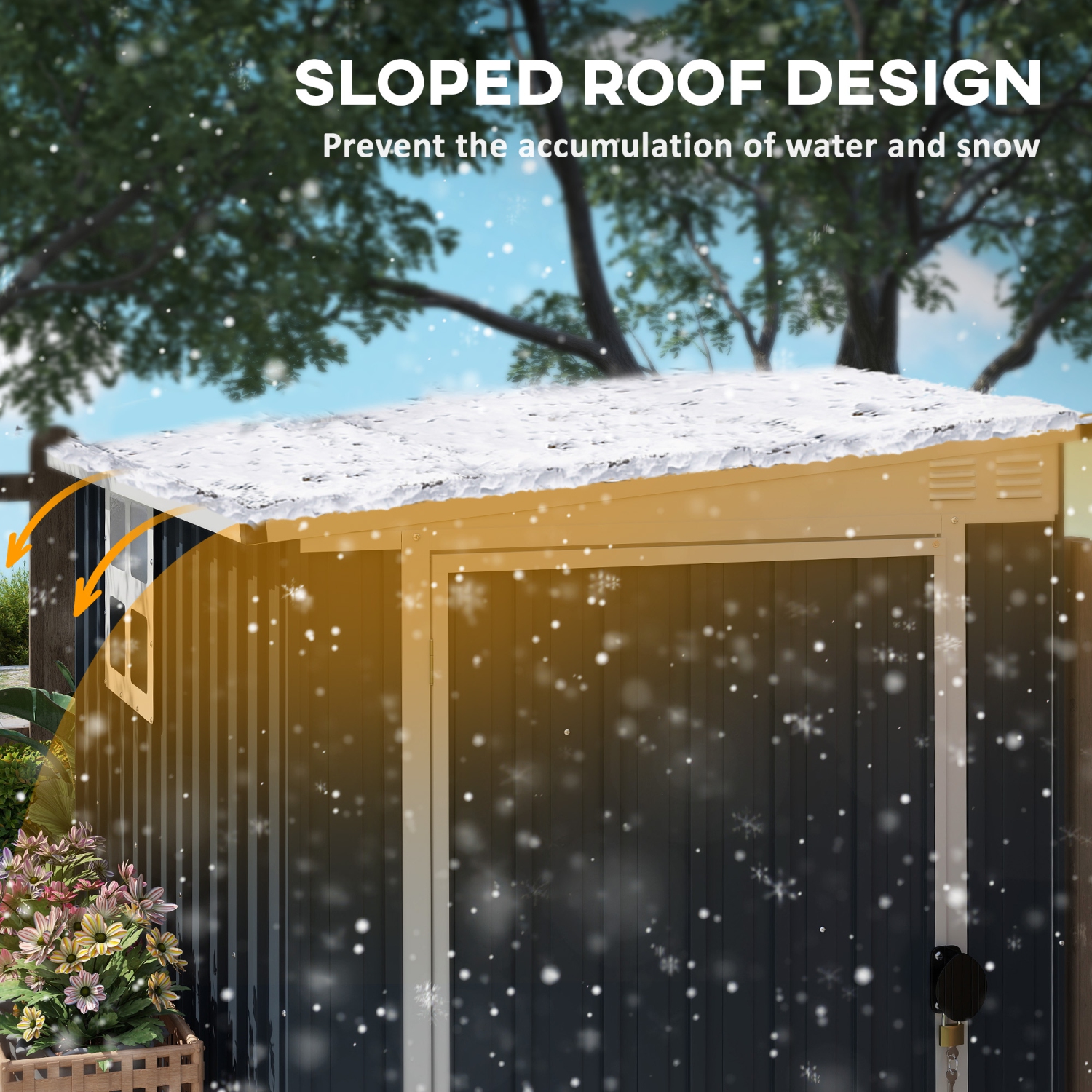 Outsunny 4' x 6' Outdoor Storage Shed, Metal Garden Shed with Window, 2 Vents and Lockable Door, for Backyard, Garden, Lawn, Dark Grey