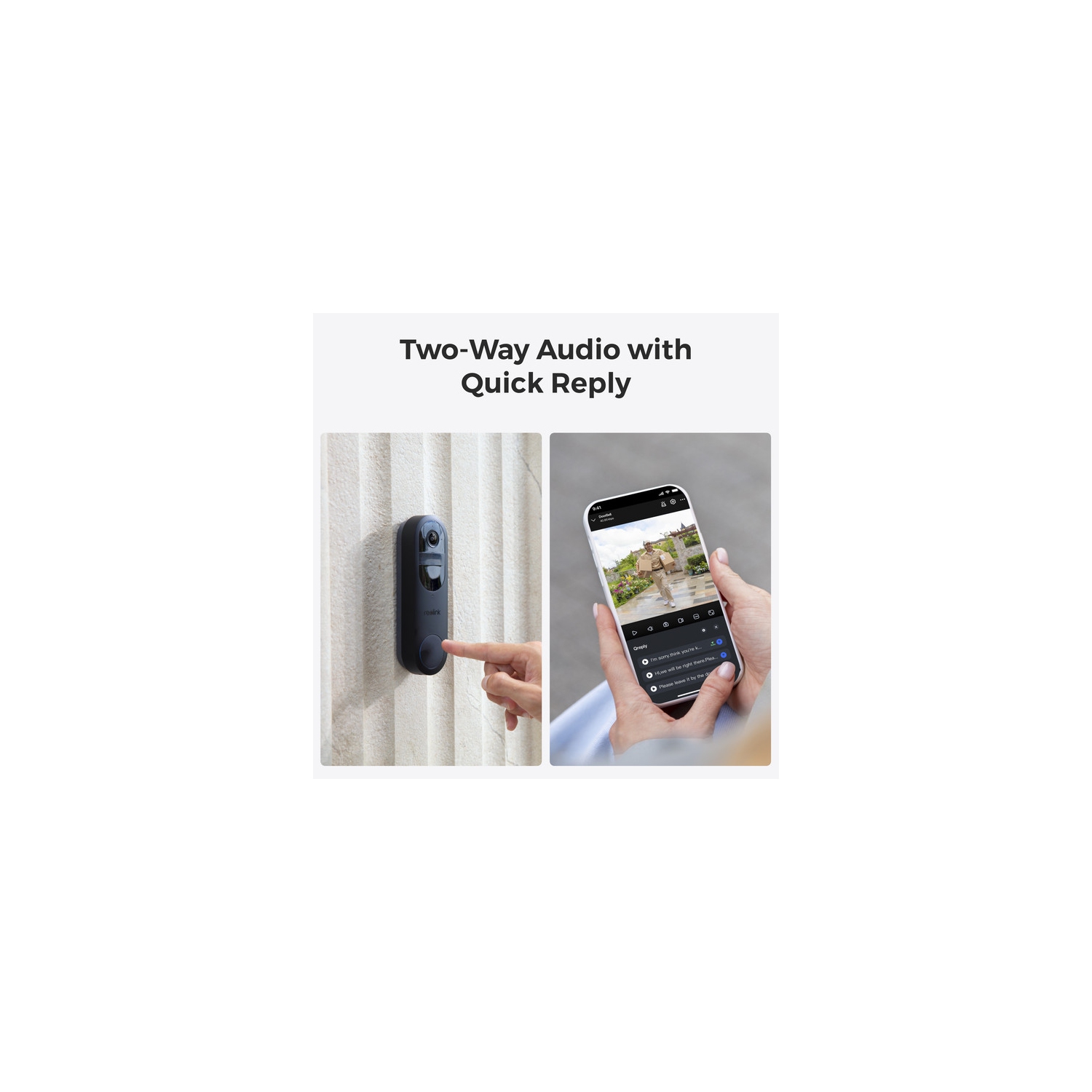 Sonnette vidéo sans fil Reolink avec caméra à batterie 2K, Wi-Fi 2,4/5 GHz, détection de personne/véhicule/colis