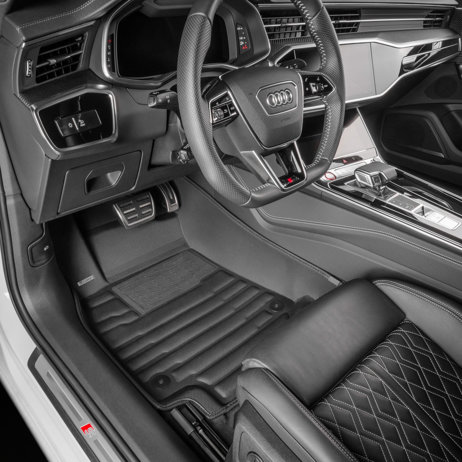 Tapis TuxMat - Pour les modèles A6/S6 2019-2025 d'Audi - Tapis d'auto personnalisés - Couverture maximale, toutes saisons, mesurée au laser - Cet