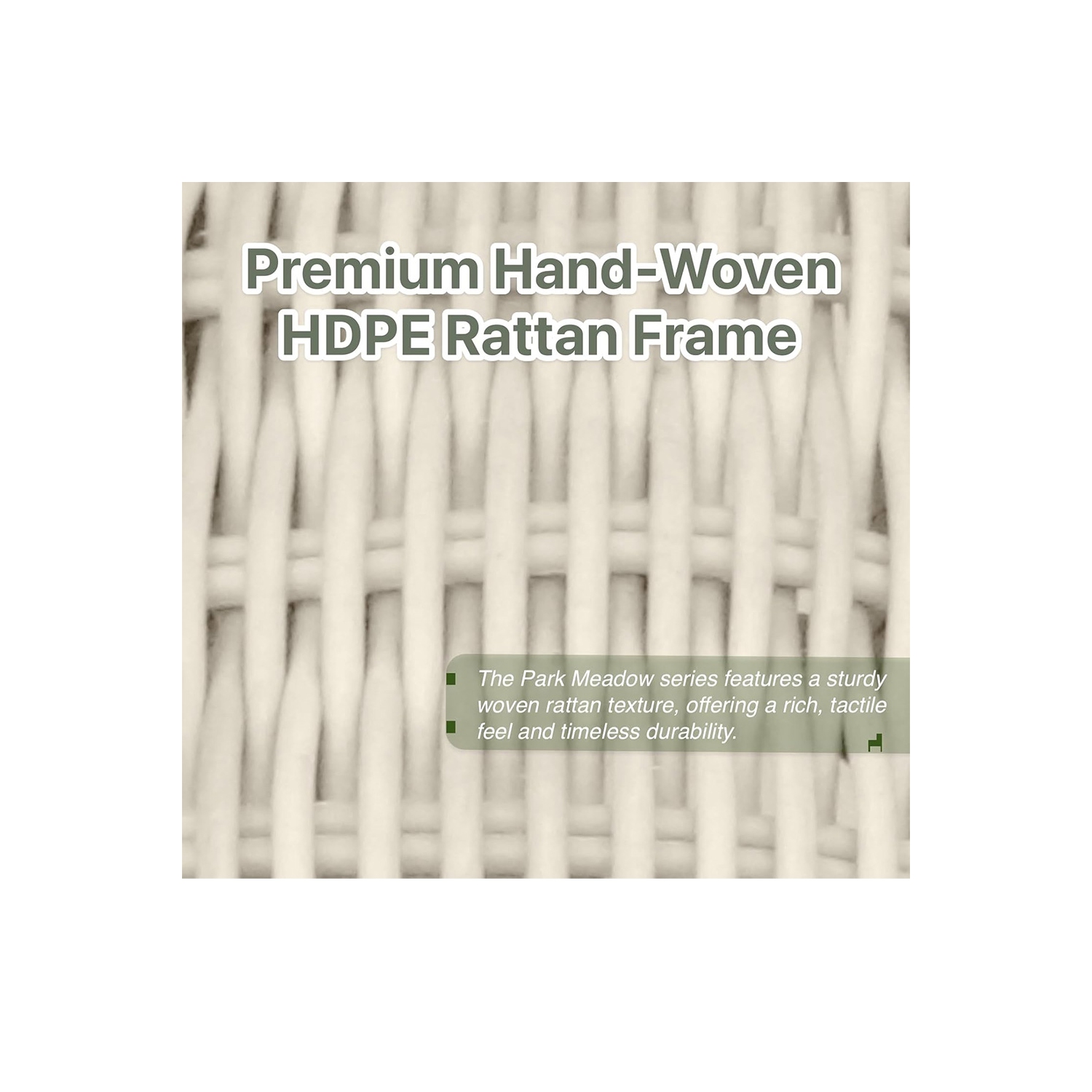 Park Meadow 5PCS HDPE Wicker Swivle Bistro Set with Ottoman and End Table(Beige Cushions)