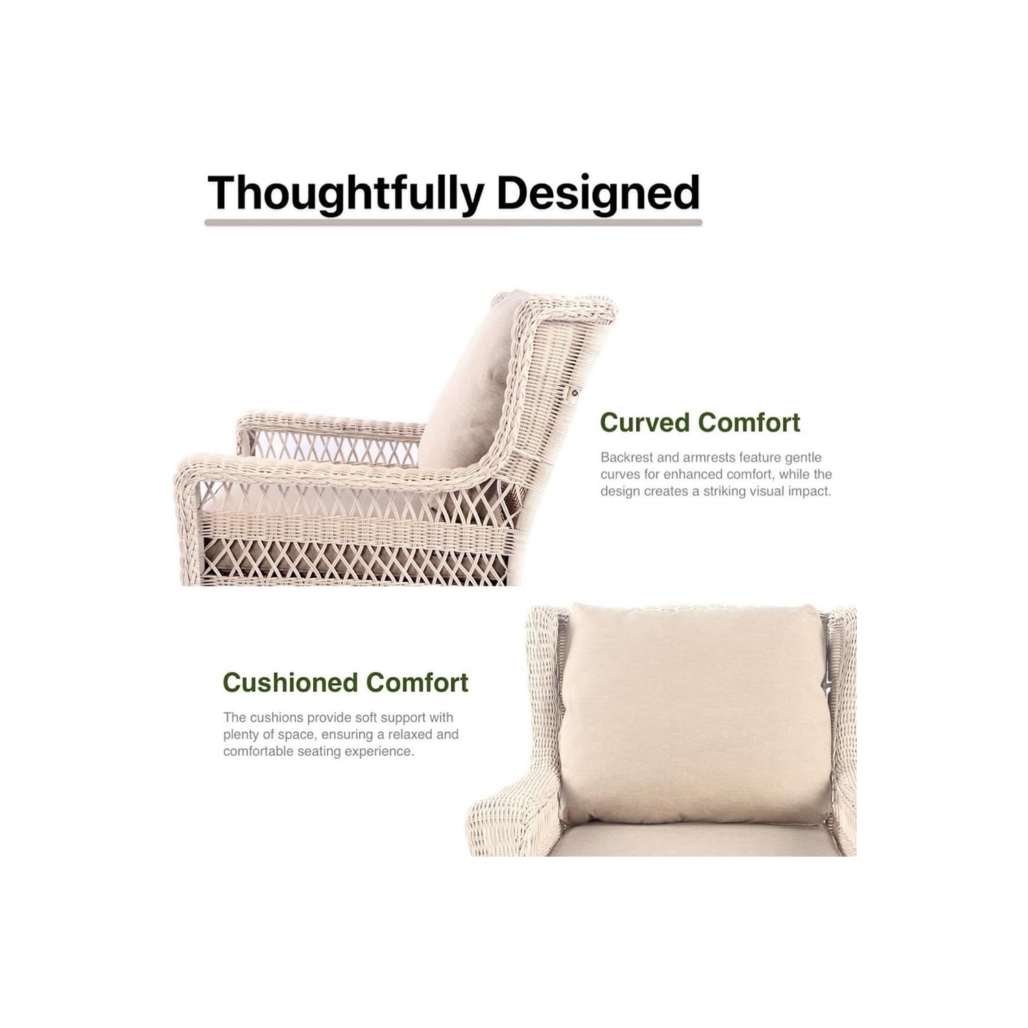 Krikacy 5PCS HDPE Wicker Bistro Set with Ottoman and End Table(Beige Cushions)