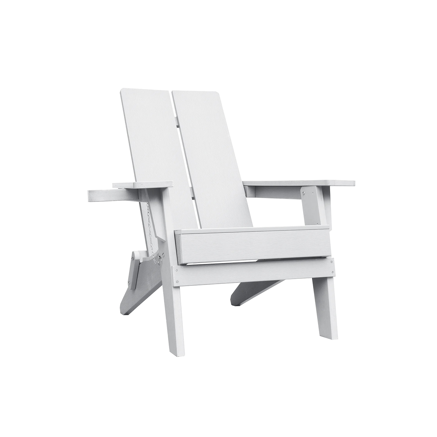 Krikacy Modern Folding Polymer Adirondack Chair with Cup Holder-White