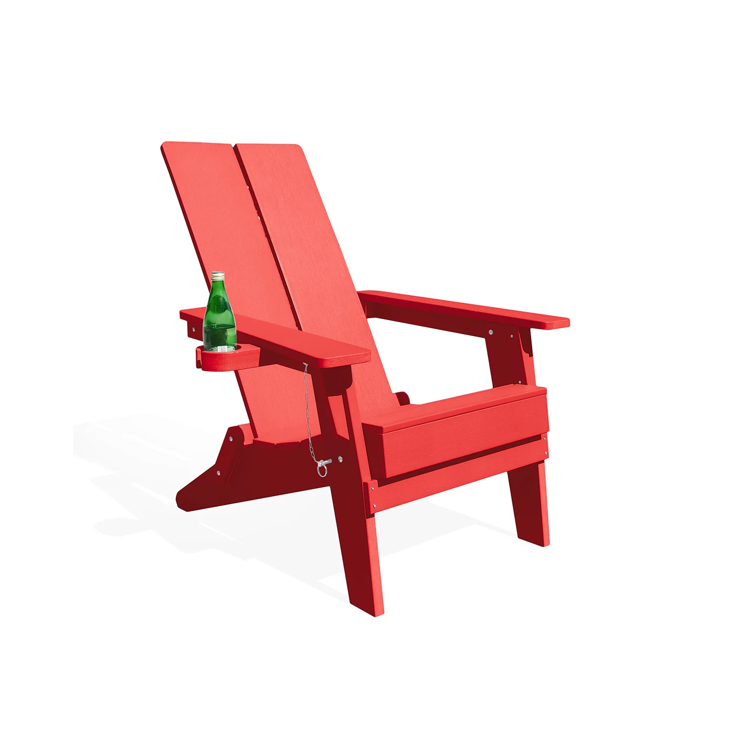 Fauteuil pliant moderne Adirondack en polymère Krikacy avec porte-gobelet - Rouge