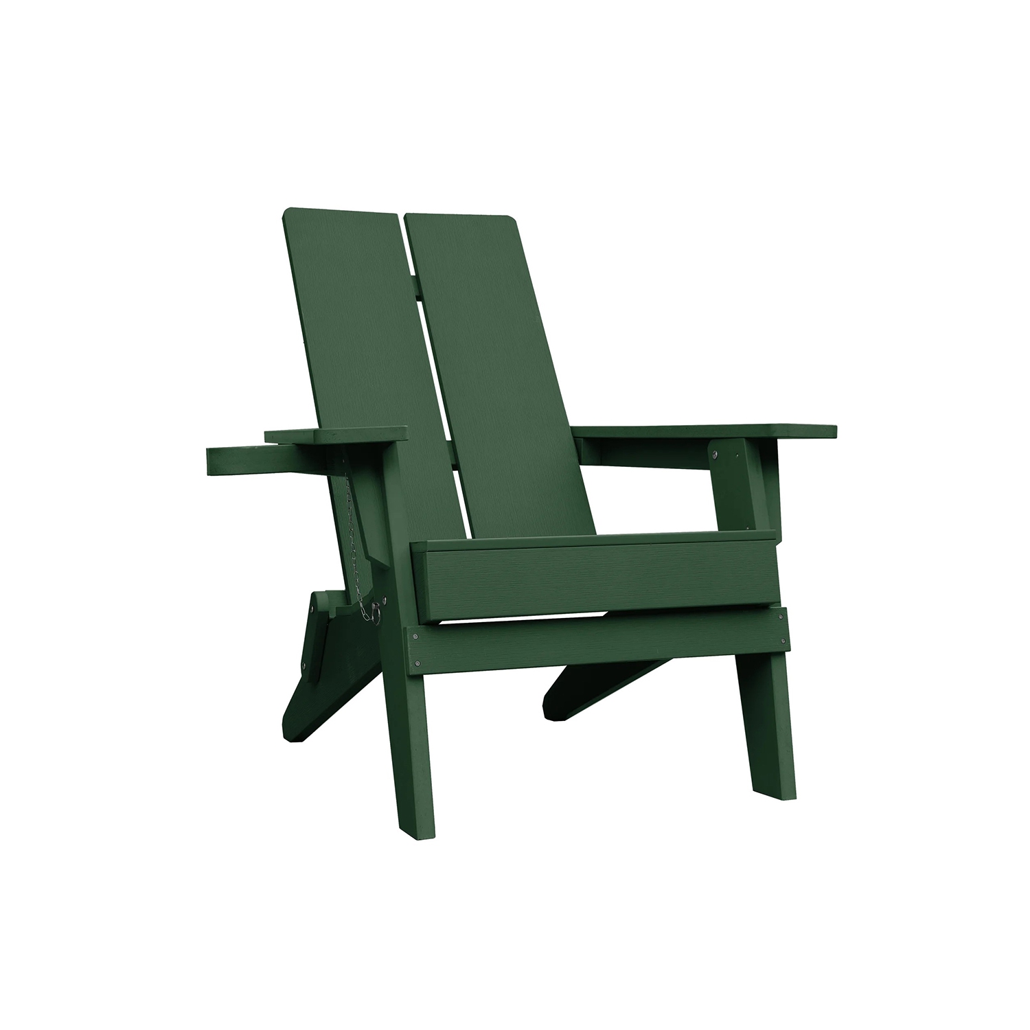Enclover Modern Folding Polymer Adirondack Chair with Cup Holder-Green