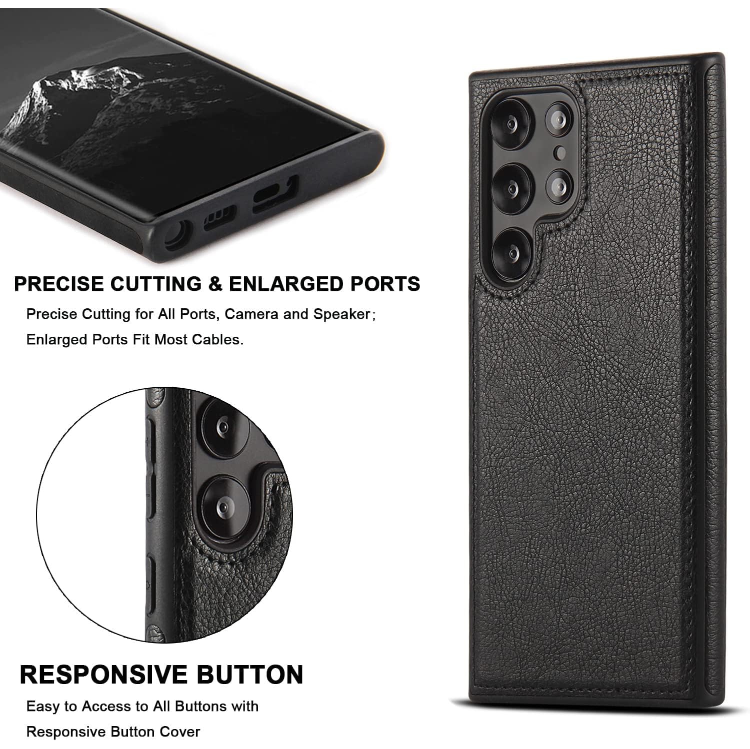 «&nbsp;GROS SOLDE&nbsp;» Étui en cuir pour S24 ULTRA de Samsung, étui souple et mince en cuir PU de luxe durable et antirayure