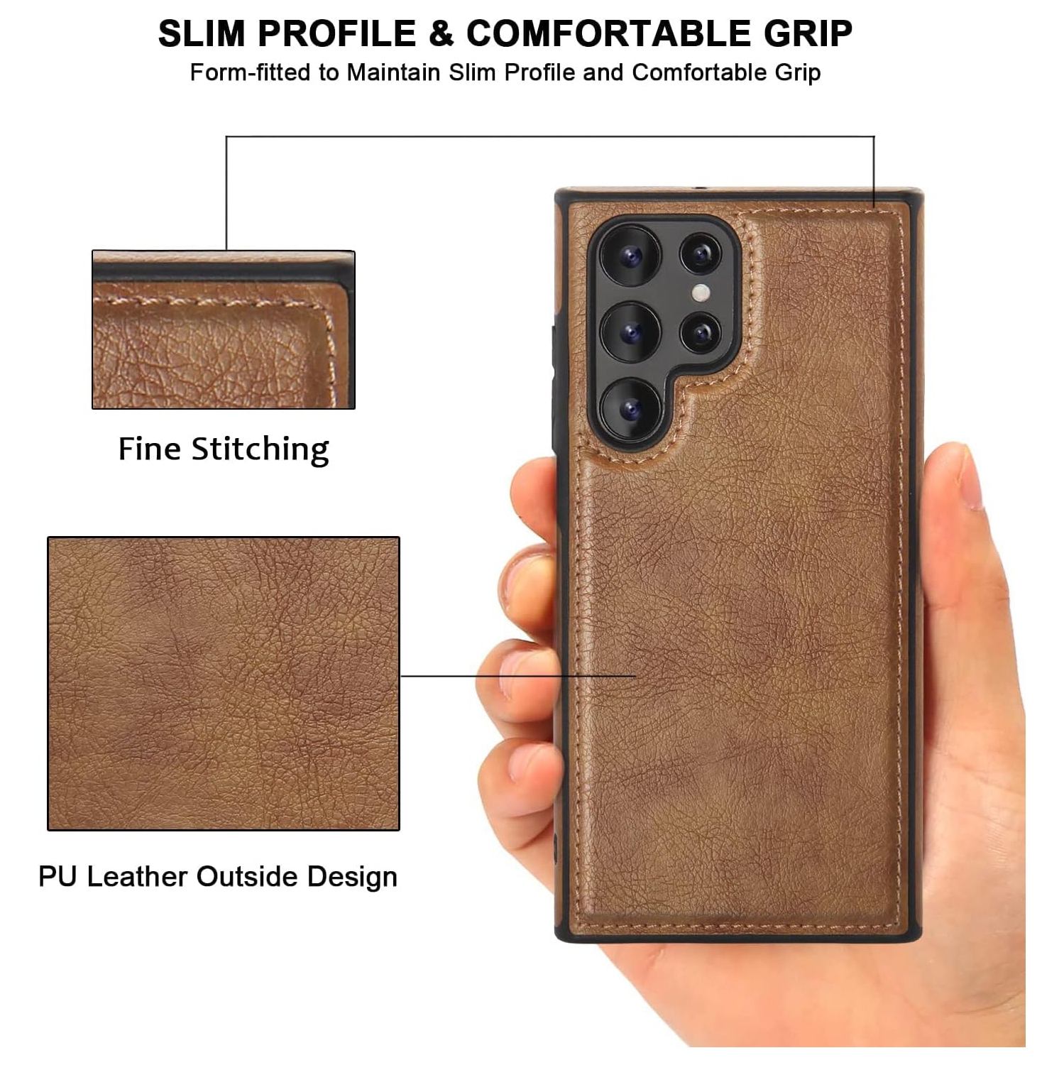 « GROS SOLDE » Étui en cuir pour S24 ULTRA de Samsung, étui souple et mince en cuir PU de luxe durable et antirayure