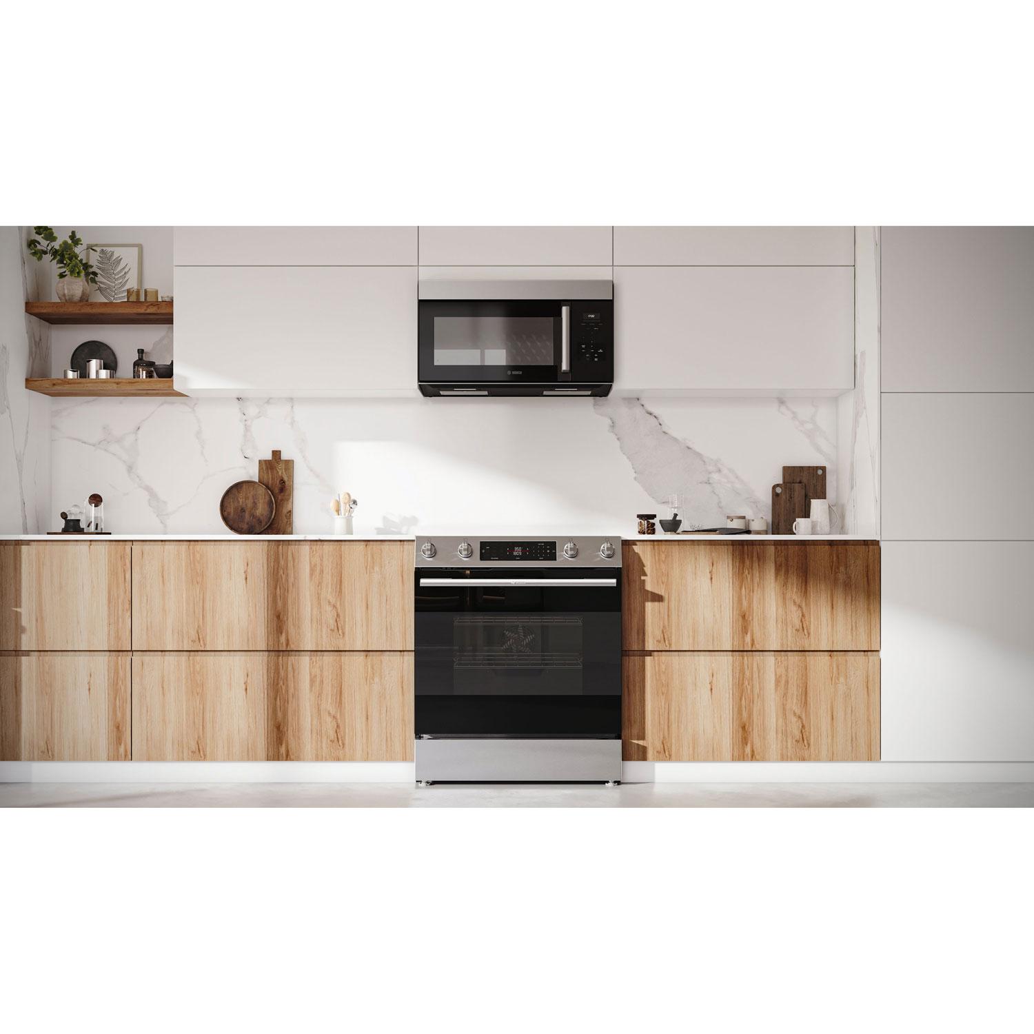 Cuisinière électrique encastrable à convection véritable et friture à l'air 5,8 pi³ 30 po série 100 de Bosch - Inox