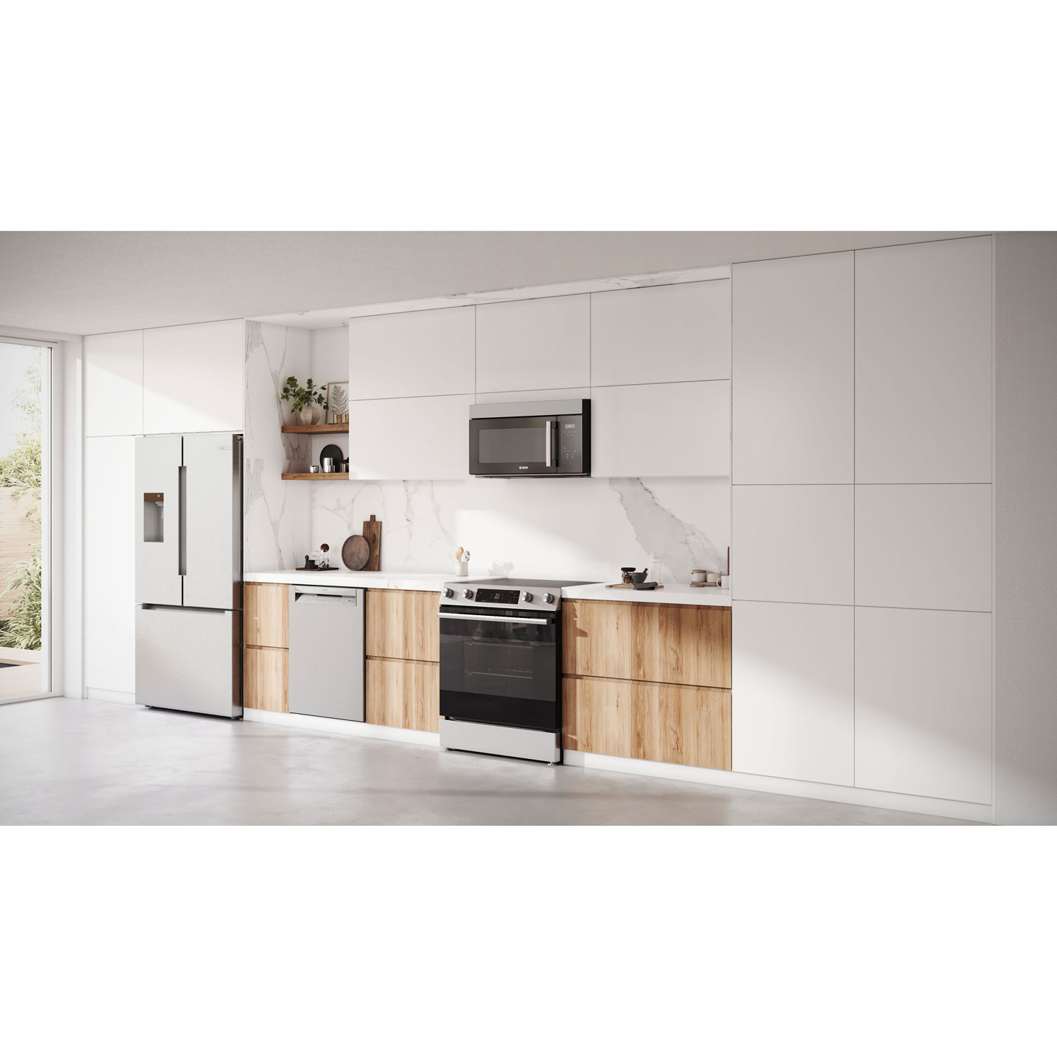 Cuisinière électrique encastrable à convection véritable et friture à l'air 5,8 pi³ 30 po série 100 de Bosch - Inox