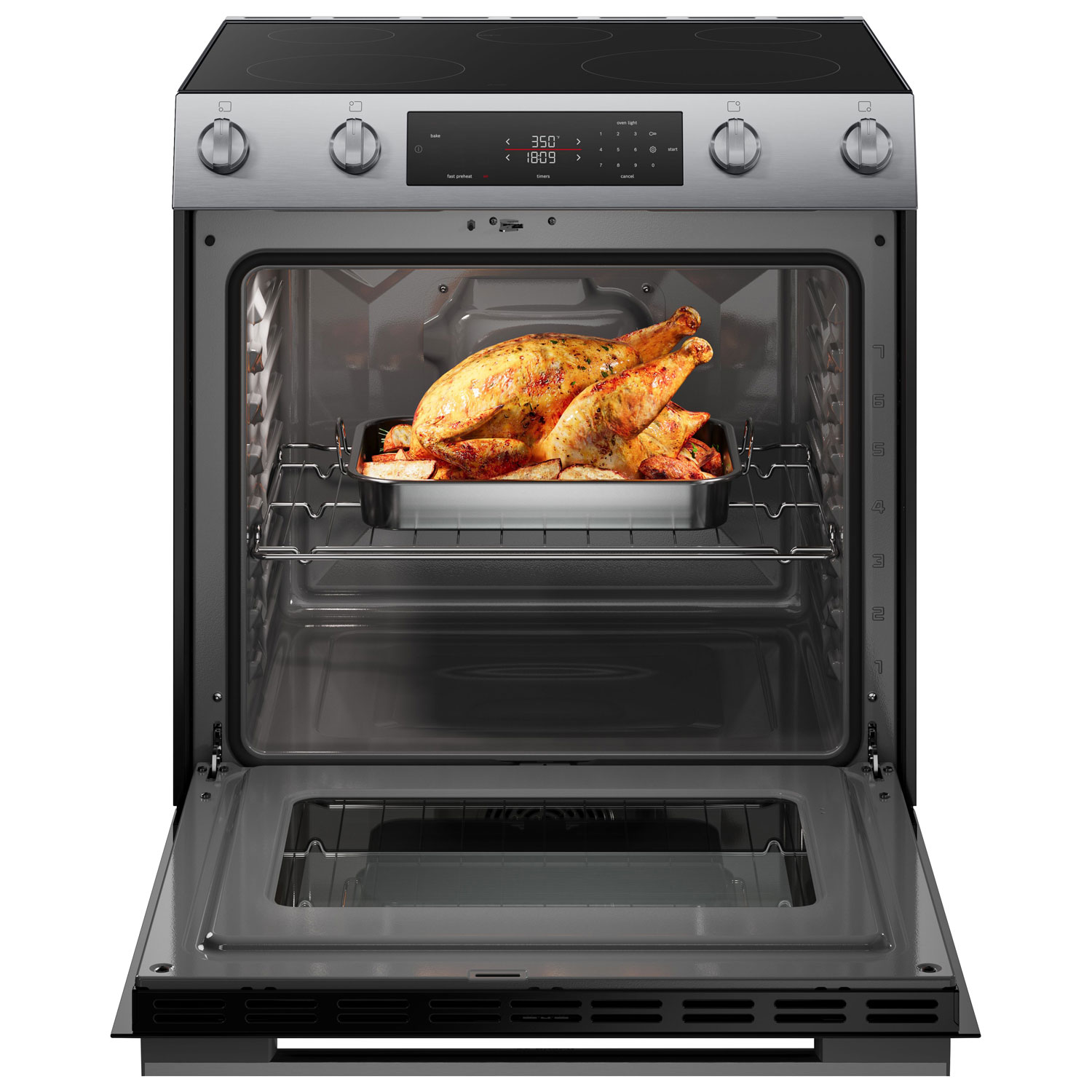 Cuisinière électrique encastrable à convection véritable et friture à l'air 5,8 pi³ 30 po série 100 de Bosch - Inox