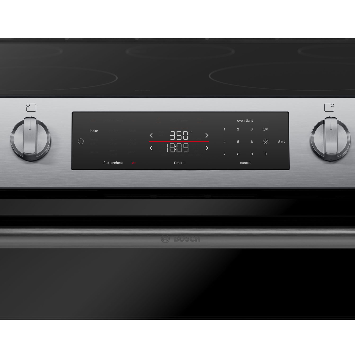 Cuisinière électrique encastrable à convection véritable et friture à l'air 5,8 pi³ 30 po série 100 de Bosch - Inox
