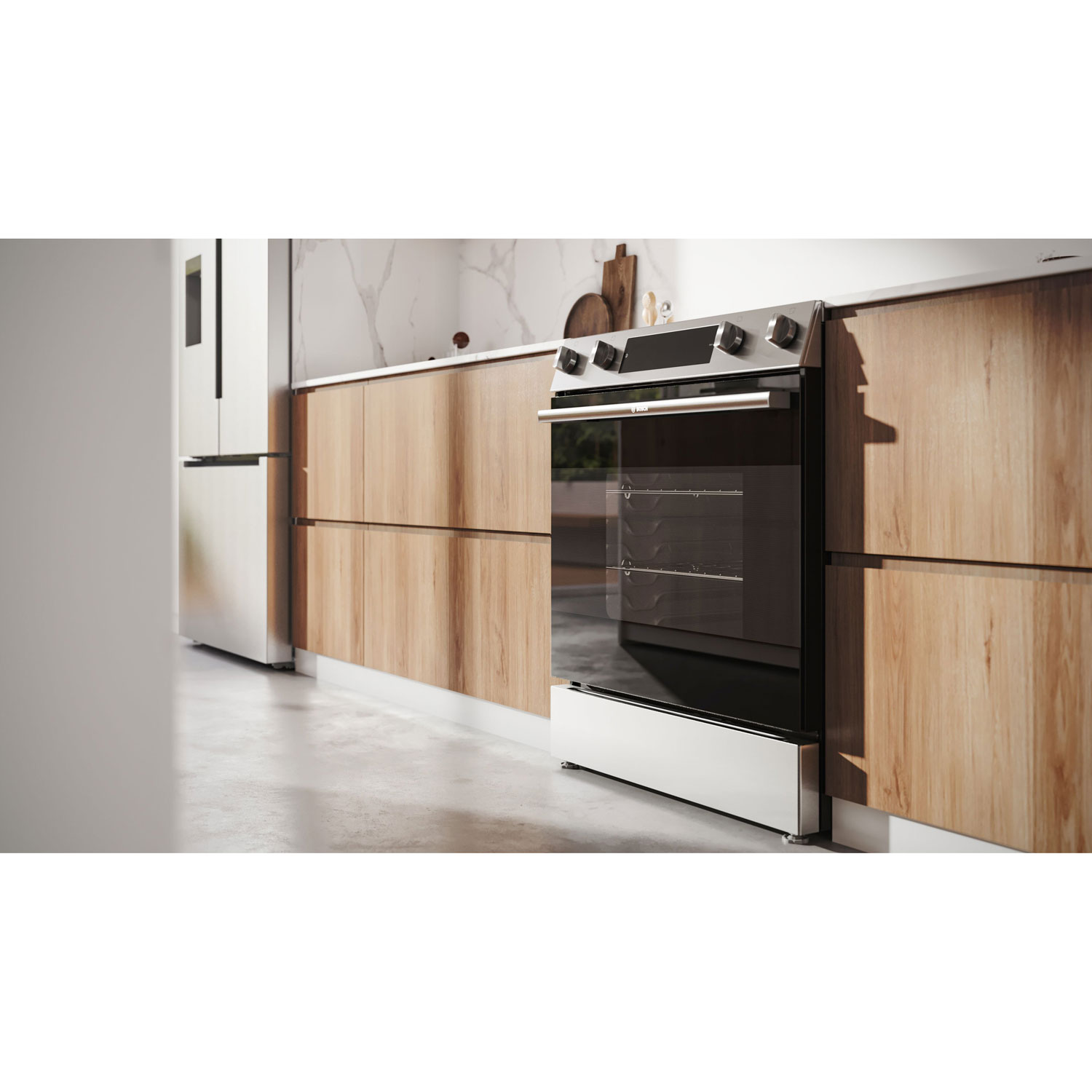 Cuisinière électrique encastrable à convection véritable et friture à l'air 5,8 pi³ 30 po série 100 de Bosch - Inox
