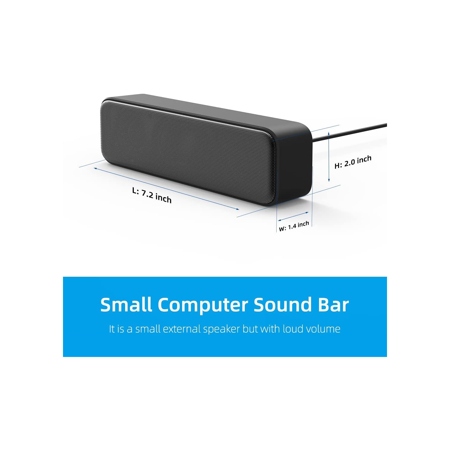 Upgraded USB Mini Sound Bar for PC & Laptop – Stereo Loud Sound, Enhanced Bass, Compatible with Windows, macOS, Chrome OS & Linux