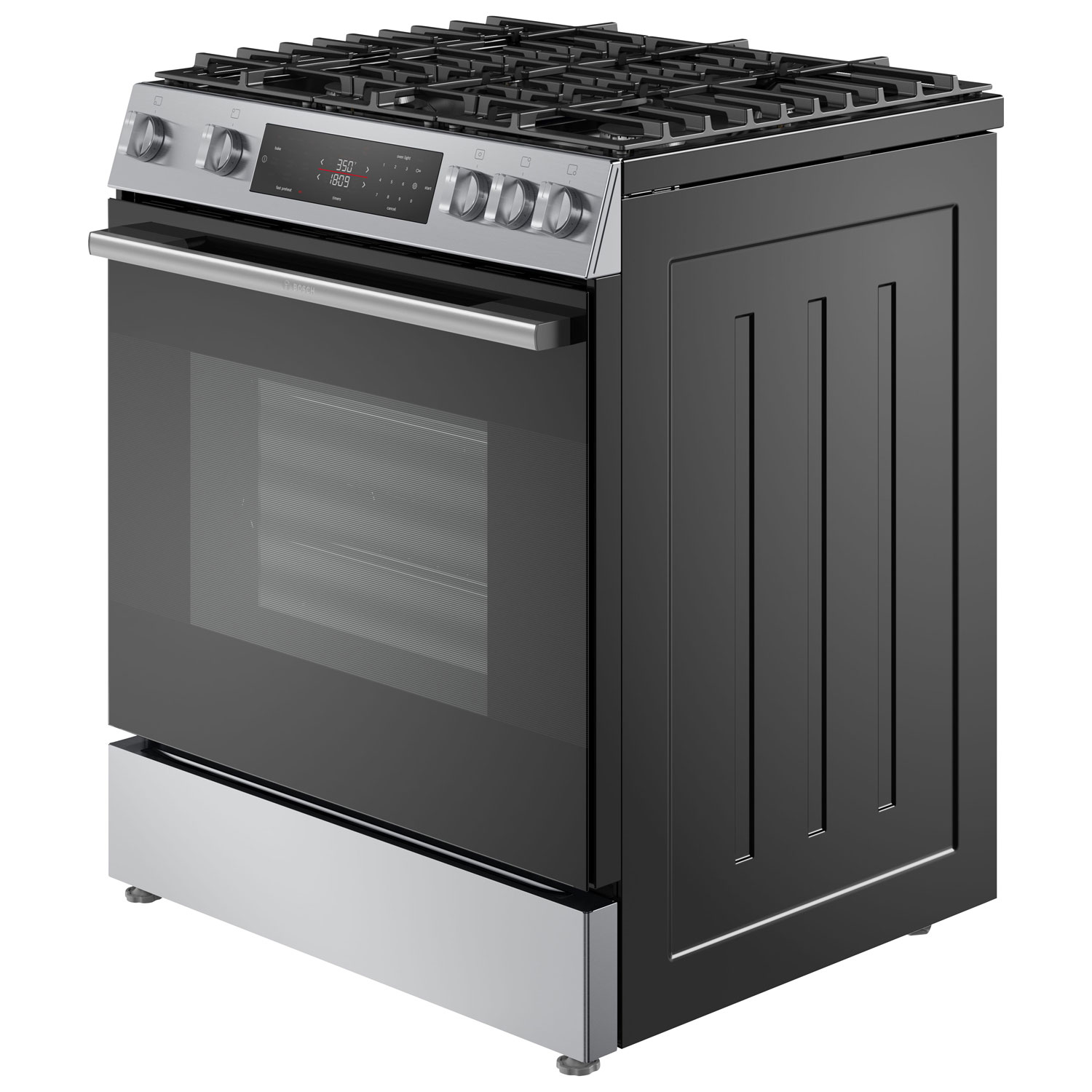 Cuisinière à gaz autonome convection véritable friture air chaud 5,8 pi³ 30 po série 100 de Bosch - Acier inoxydable