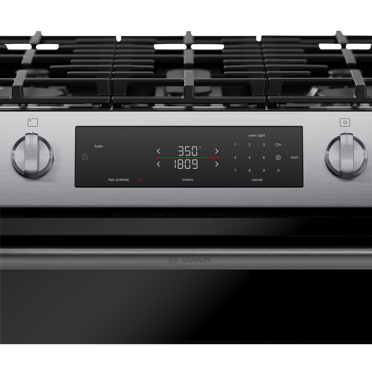 Cuisinière à gaz autonome convection véritable friture air chaud 5,8 pi³ 30 po série 100 de Bosch - Acier inoxydable