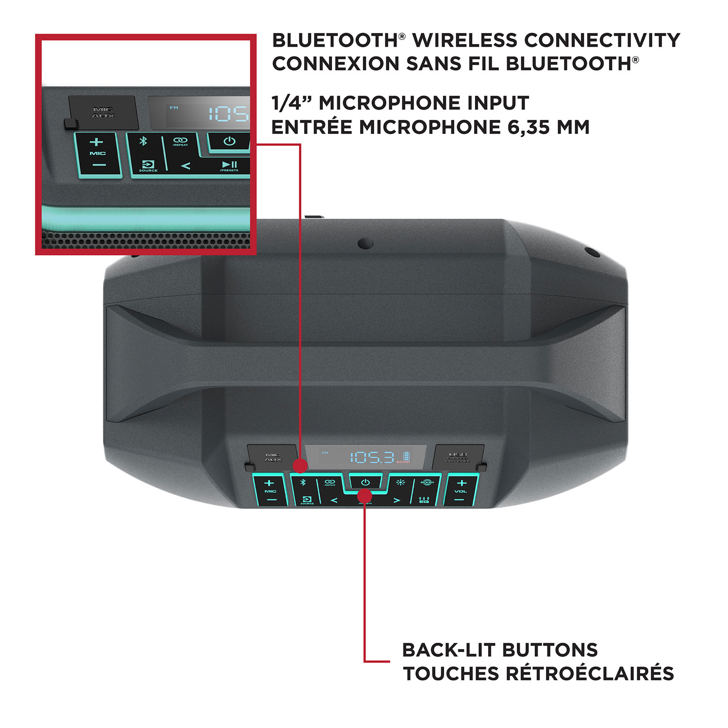 Système de karaoké Party Boom Plus d'Ion Audio avec microphone et radio