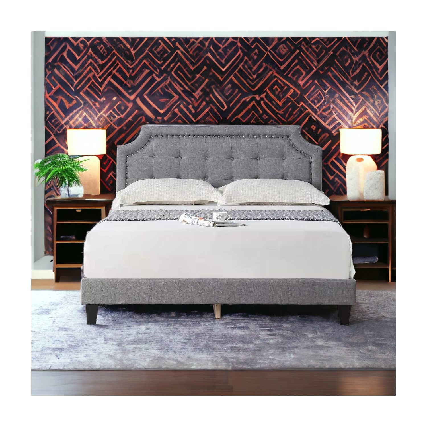 Halifax - Grey Linen Fabric Bed Frame | Double, Queen & King |