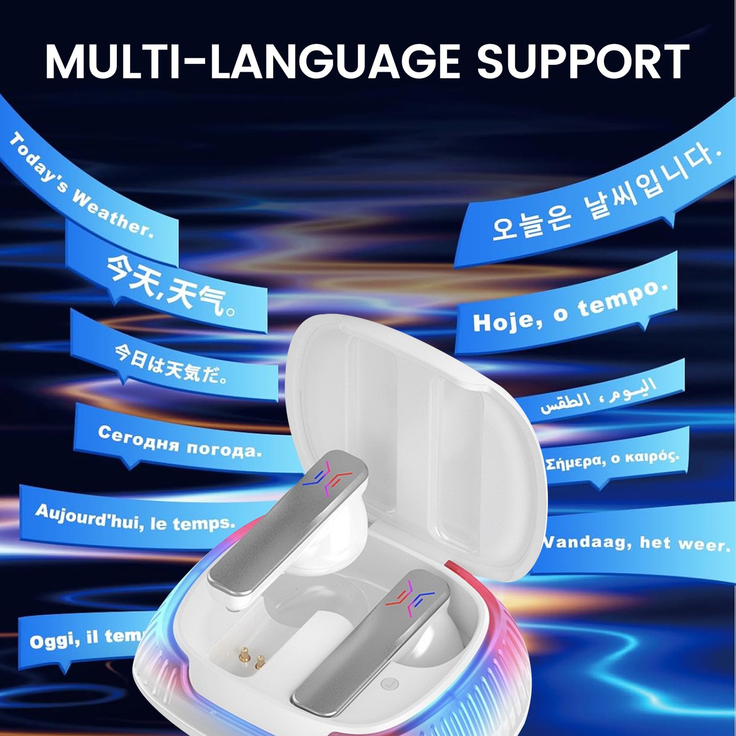 144 Languages Translator Earbuds,Instant Voice Translator Earbuds,Wireless Translation Device-White