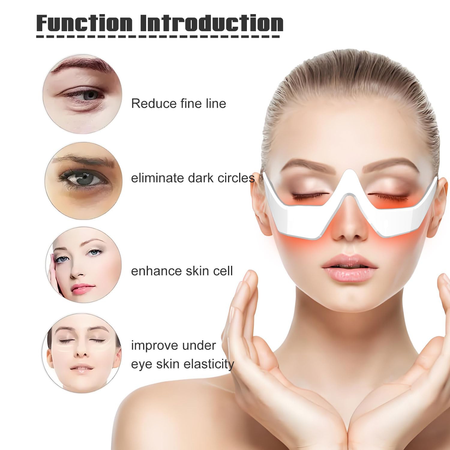 Under-Eye Red Light Therapy Device,Red Light Therapy Glasses Microcurrent Eye Massager,Red Light Eye Mask for Eye Bags Dark Circles Puffiness