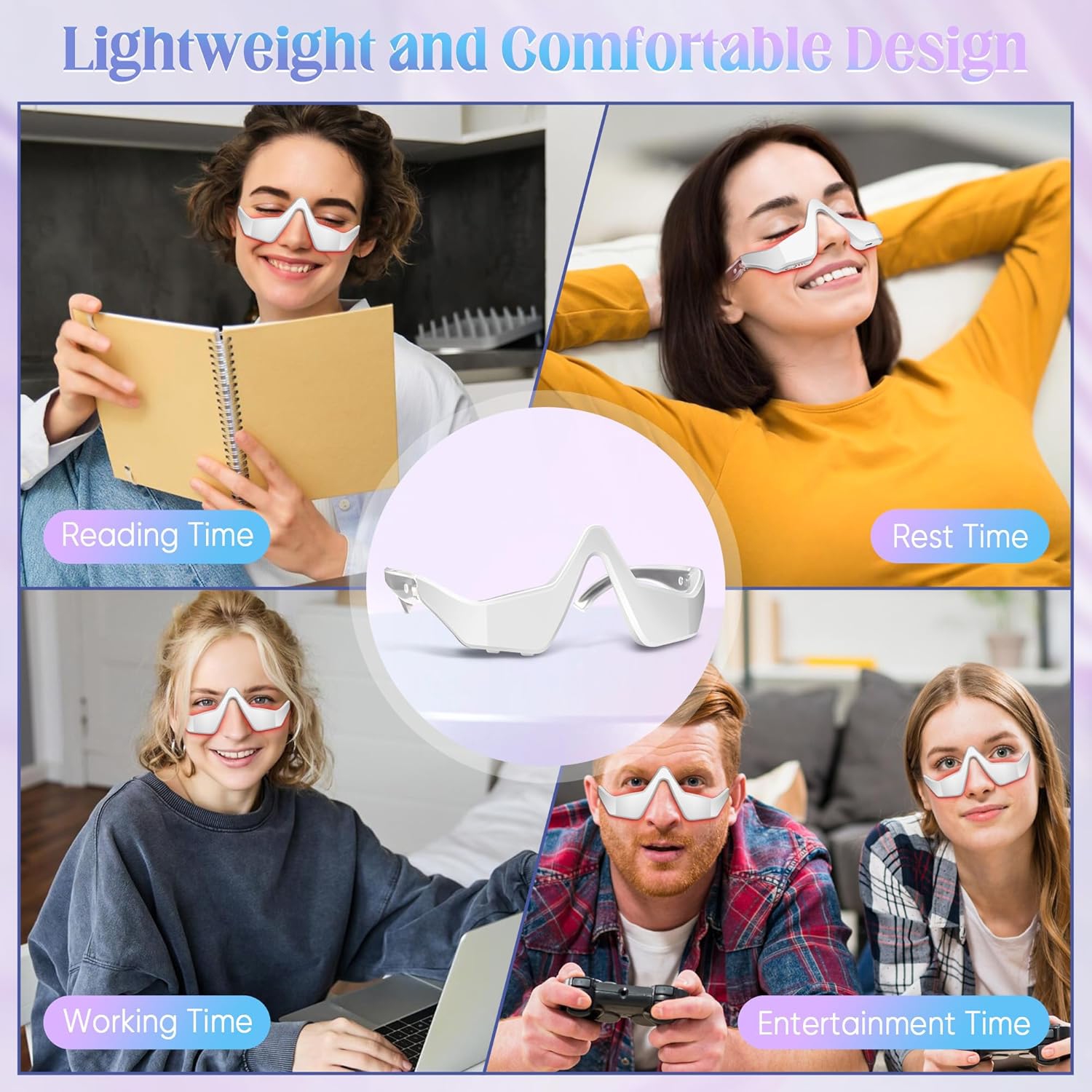 Under-Eye Red Light Therapy Device,Red Light Therapy Glasses Microcurrent Eye Massager,Red Light Eye Mask for Eye Bags Dark Circles Puffiness