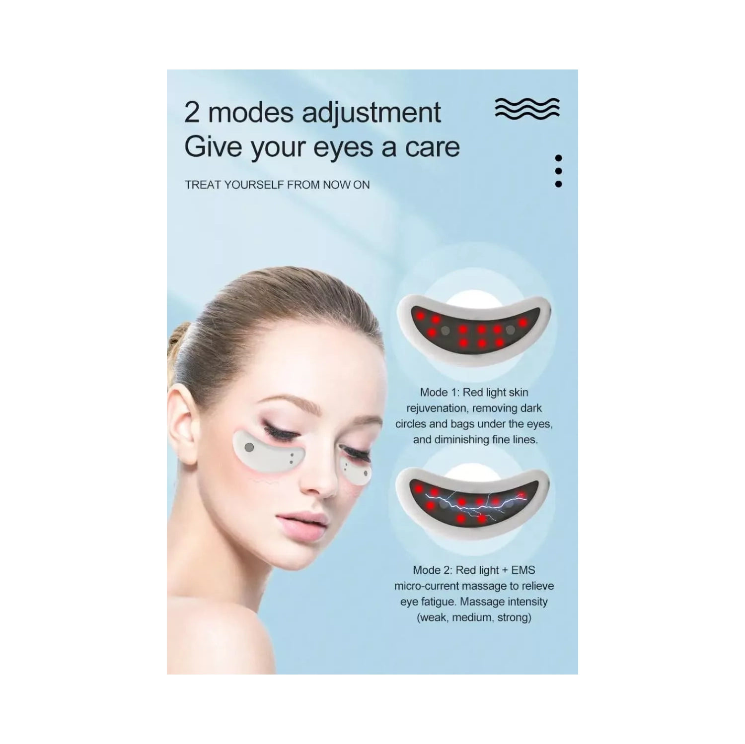 Eye Anti Aging Microcurrent Red Light Therapy Device Eye Bags Remover Dark Circles Eye Wrinkles Remover Eyes Massager-White