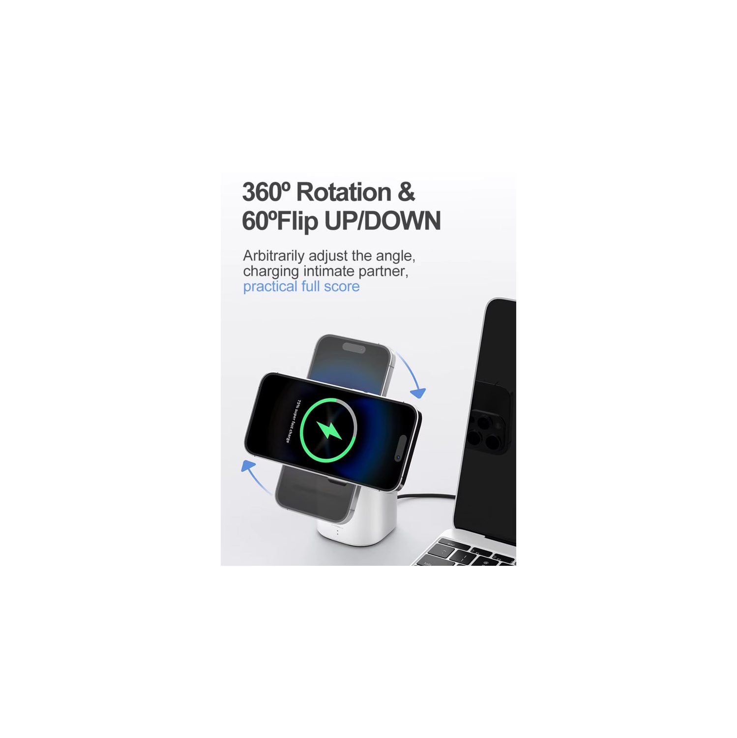 Chargeurs magnétiques sans fil 3-en-1 Support de téléphone, pour iPhone 14 Chargeurs magnétiques sans fil de bureau pour Airpod