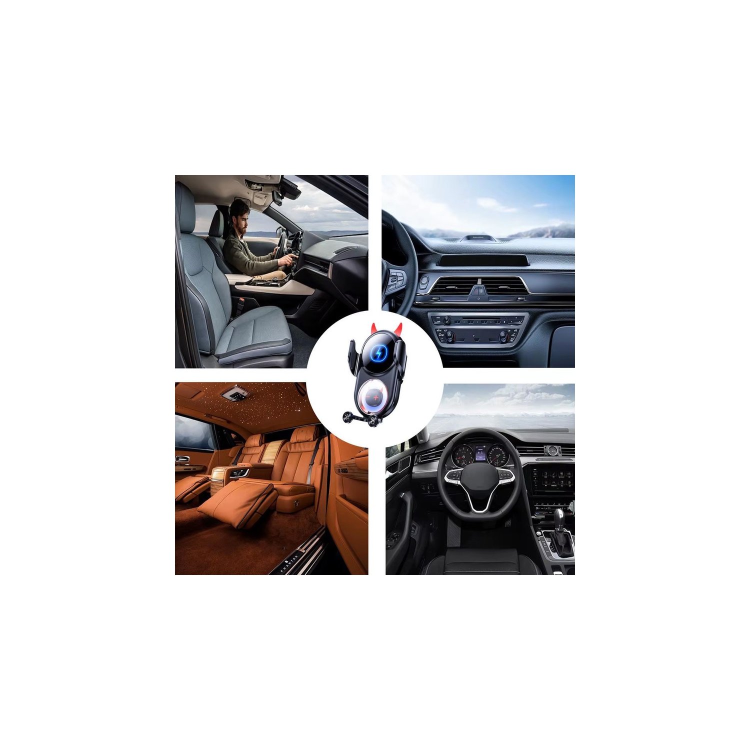 Fast-Charging Car Phone Charger - Rotatable Car Charger Anti-Shaking Funny Phone Stand, Decorative Phone Holder For Travel - Black