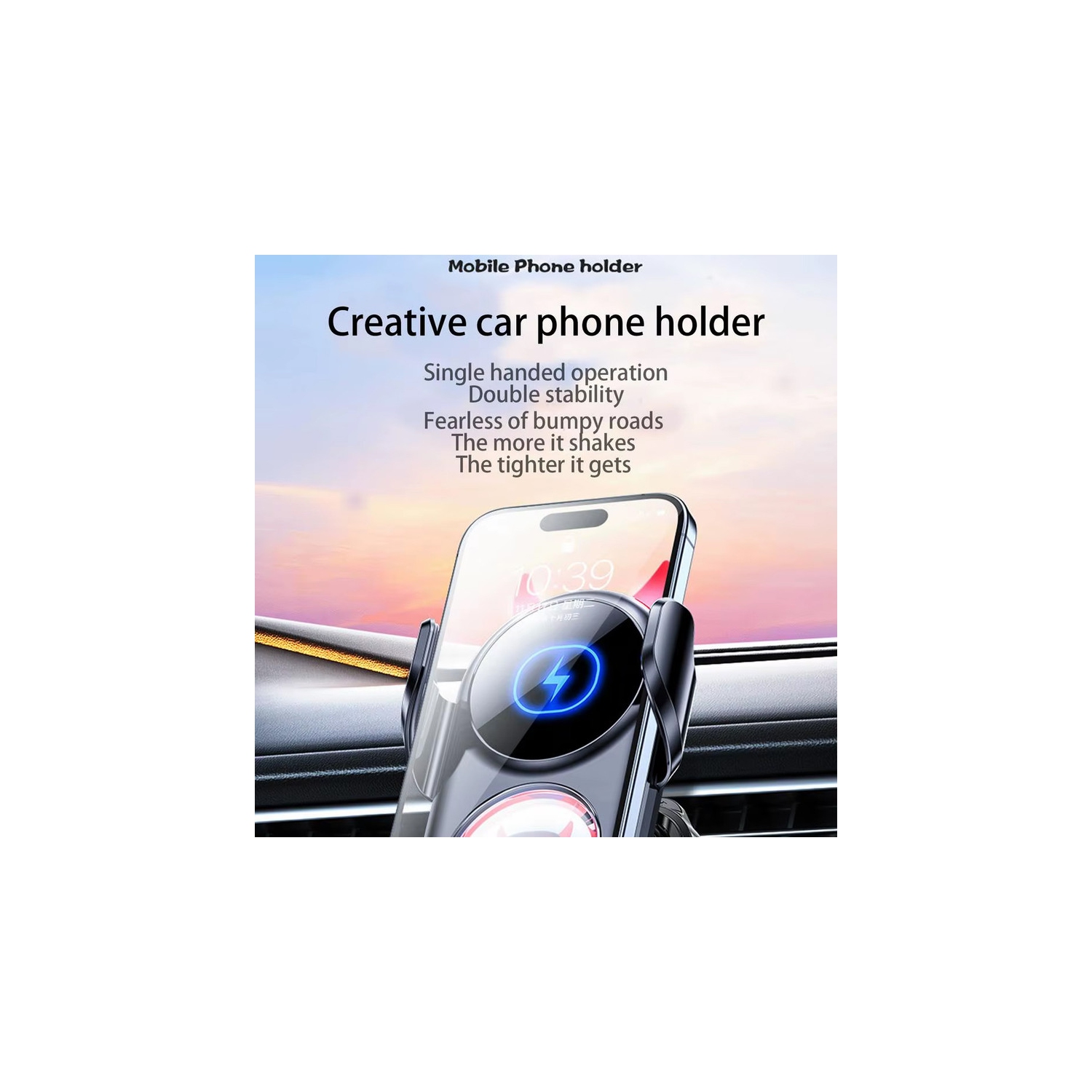 Fast-Charging Car Phone Charger - Rotatable Car Charger Anti-Shaking Funny Phone Stand, Decorative Phone Holder For Travel - Black