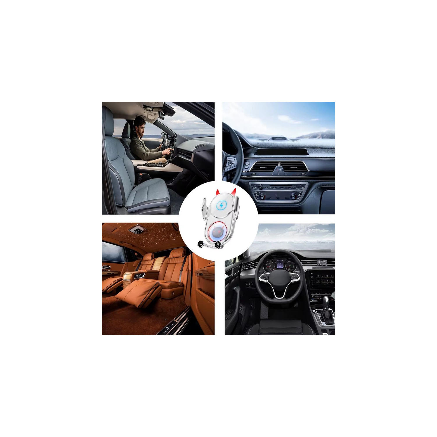 Fast-Charging Car Phone Charger Devil Rotatable Car Charger Anti-Shaking Funny Phone Stand Decorative Phone Holder For Travel