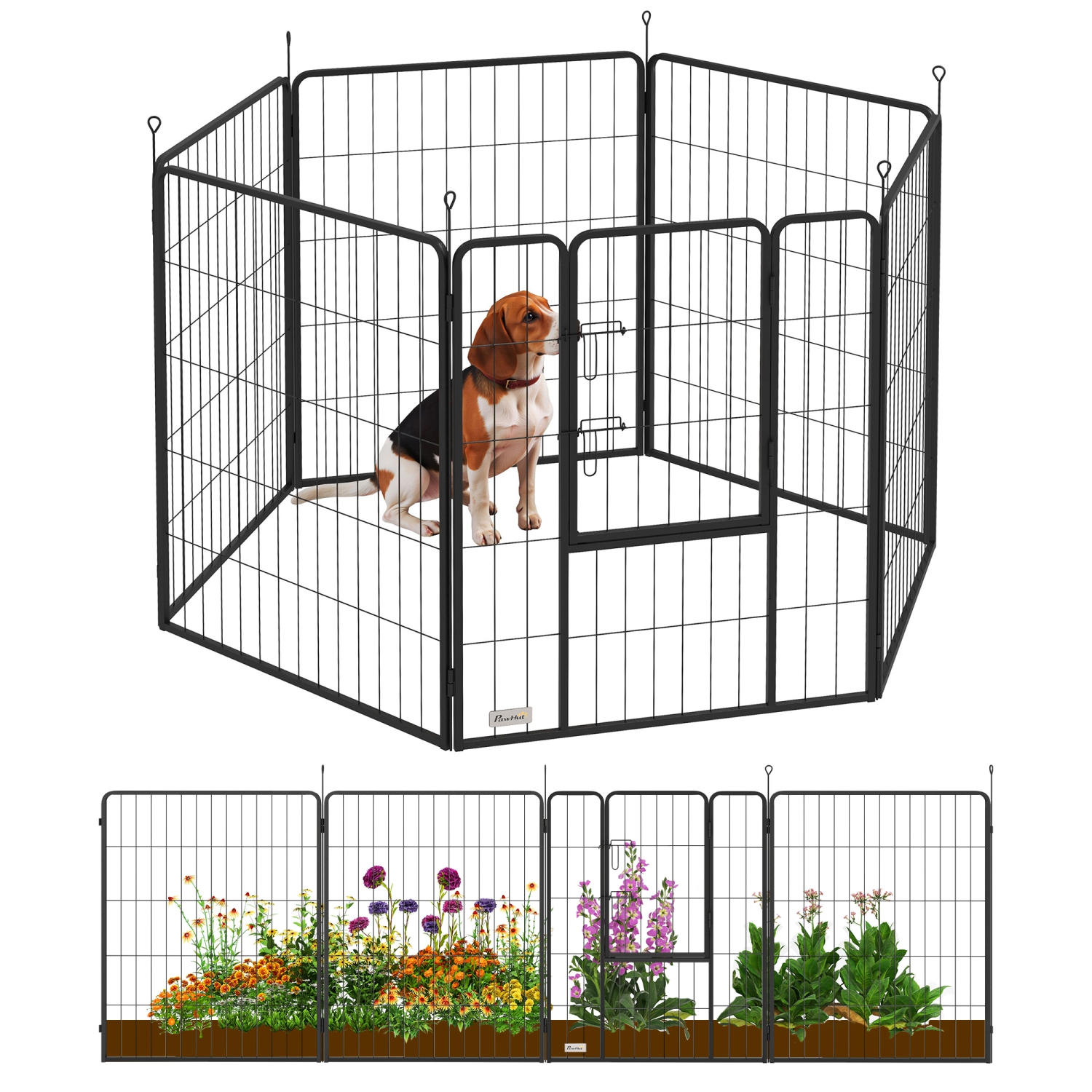 PawHut – Parc pour chien, stylo d'exercice robuste intérieur extérieur, clôture portative avec porte pour gros chiens, 6 panneaux, 39 haut. (Po