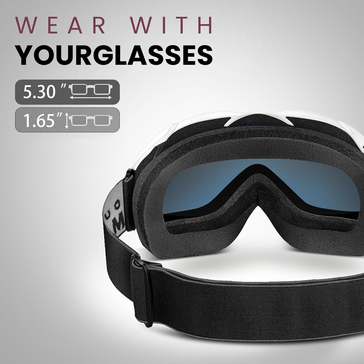 Lunettes de ski OTG – Lunettes de ski/planche à neige anti-buée pour femmes, hommes et jeunes – 100 % protection UV