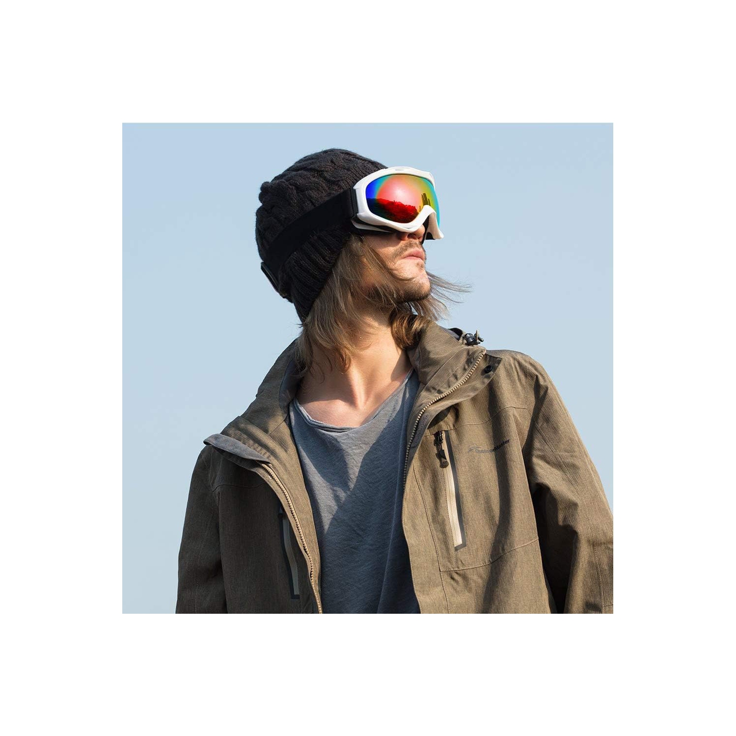 Lunettes de ski OTG – Lunettes de ski/planche à neige anti-buée pour femmes, hommes et jeunes – 100 % protection UV