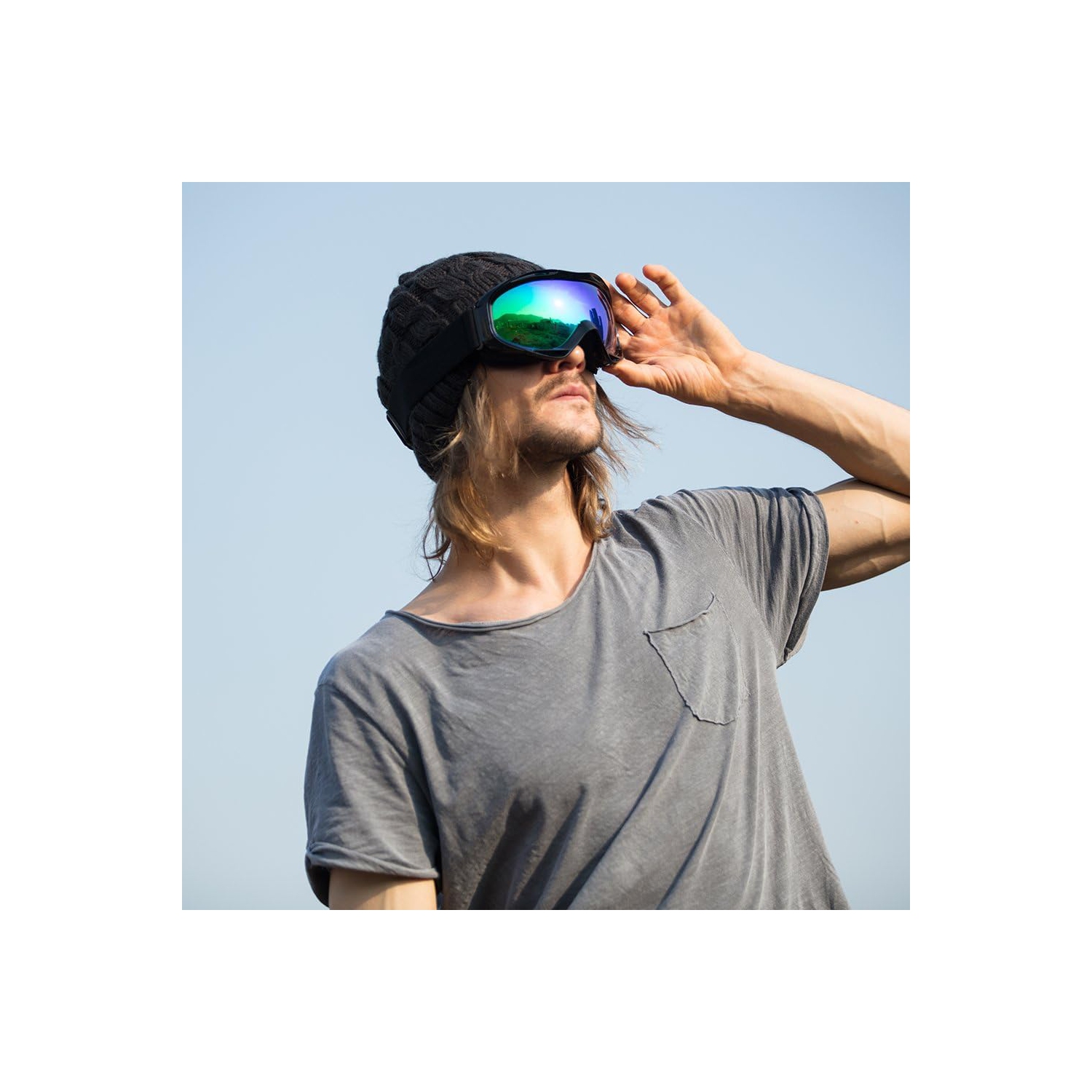 Lunettes de ski OTG – Lunettes de ski/planche à neige anti-buée pour femmes, hommes et jeunes – 100 % protection UV