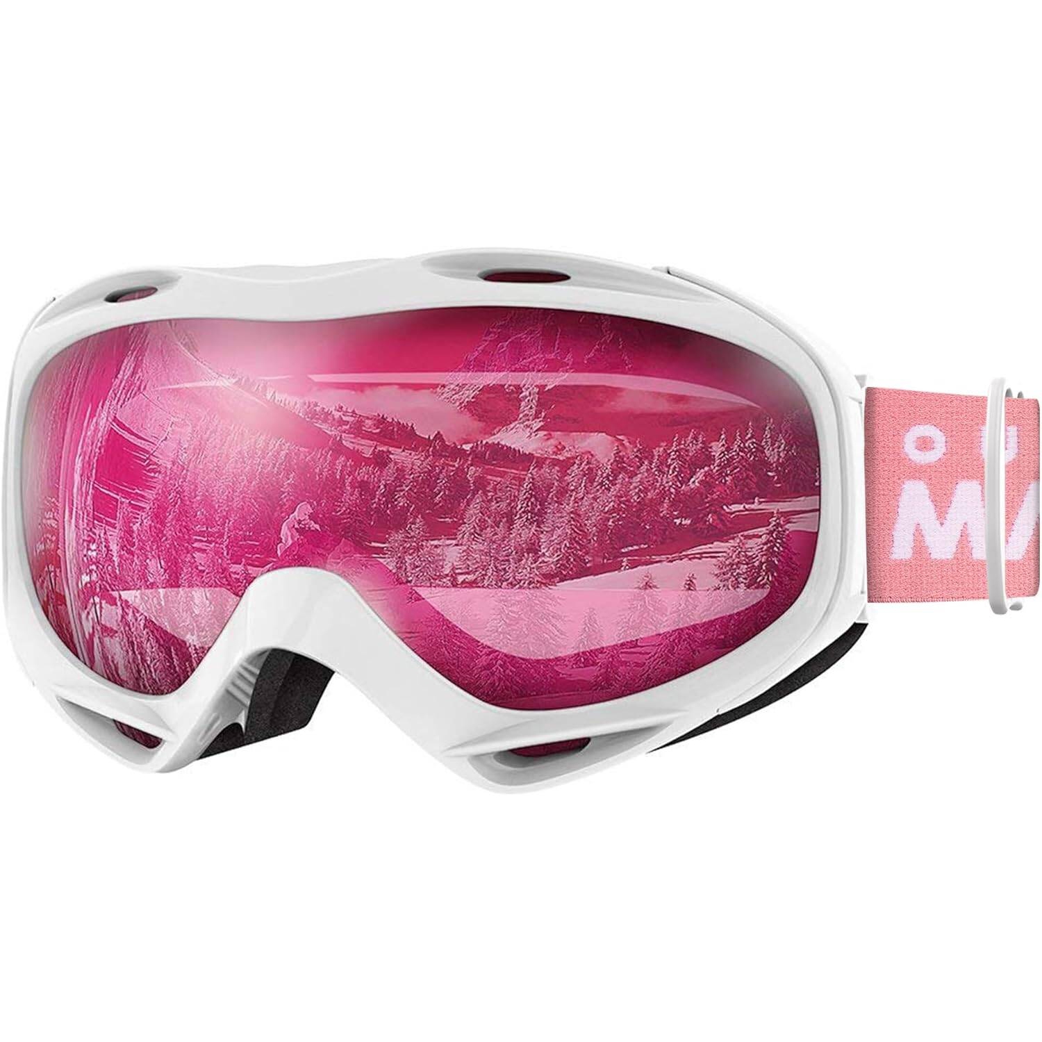 Lunettes de ski OTG – Lunettes de ski/planche à neige anti-buée pour femmes, hommes et jeunes – 100 % protection UV