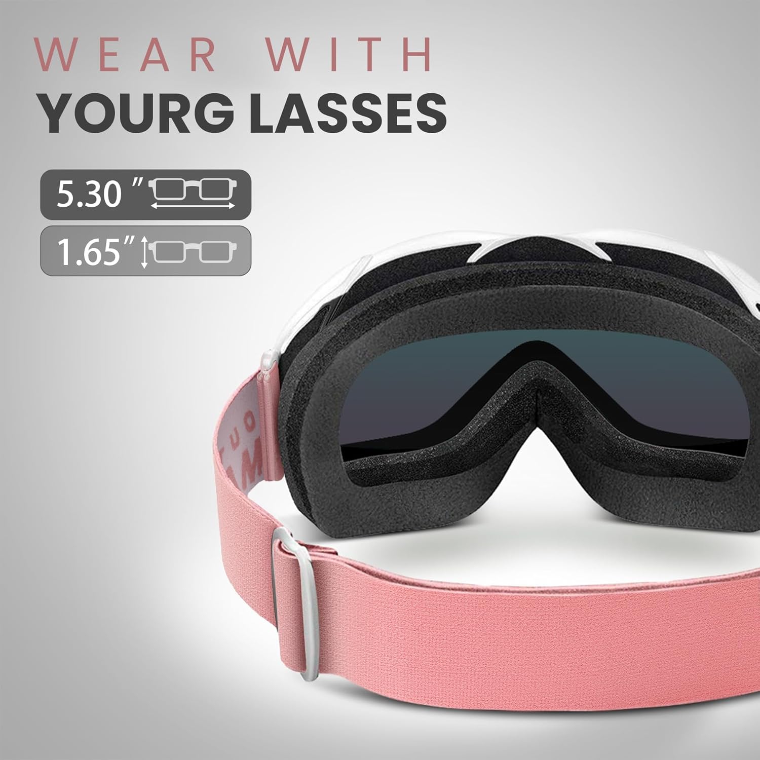 Lunettes de ski OTG – Lunettes de ski/planche à neige anti-buée pour femmes, hommes et jeunes – 100 % protection UV