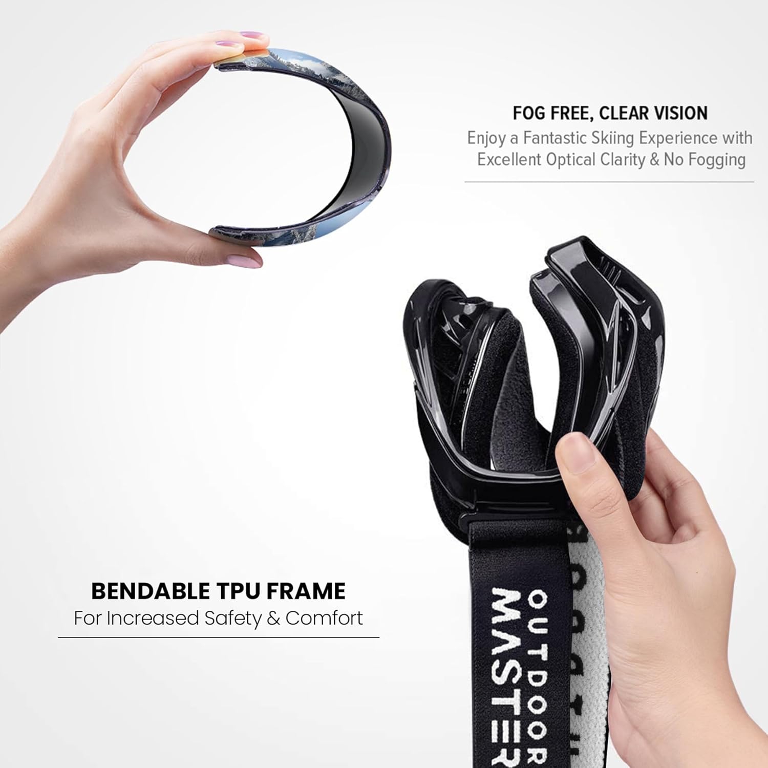 Lunettes de ski OTG – Lunettes de ski/planche à neige anti-buée pour femmes, hommes et jeunes – 100 % protection UV