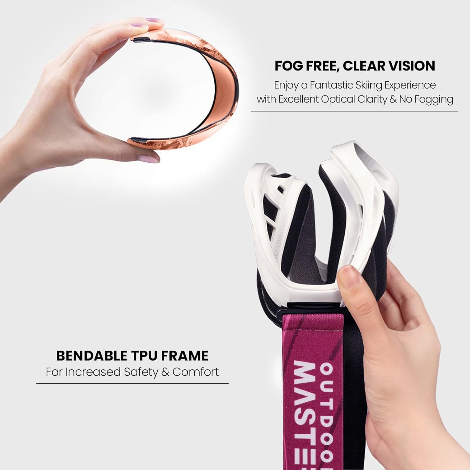 OTG Ski Goggles - Over Glasses Snowboard/Ski Goggles for Women, Men & Youth Anti Fog Snowboard Goggles- 100% UV Protection