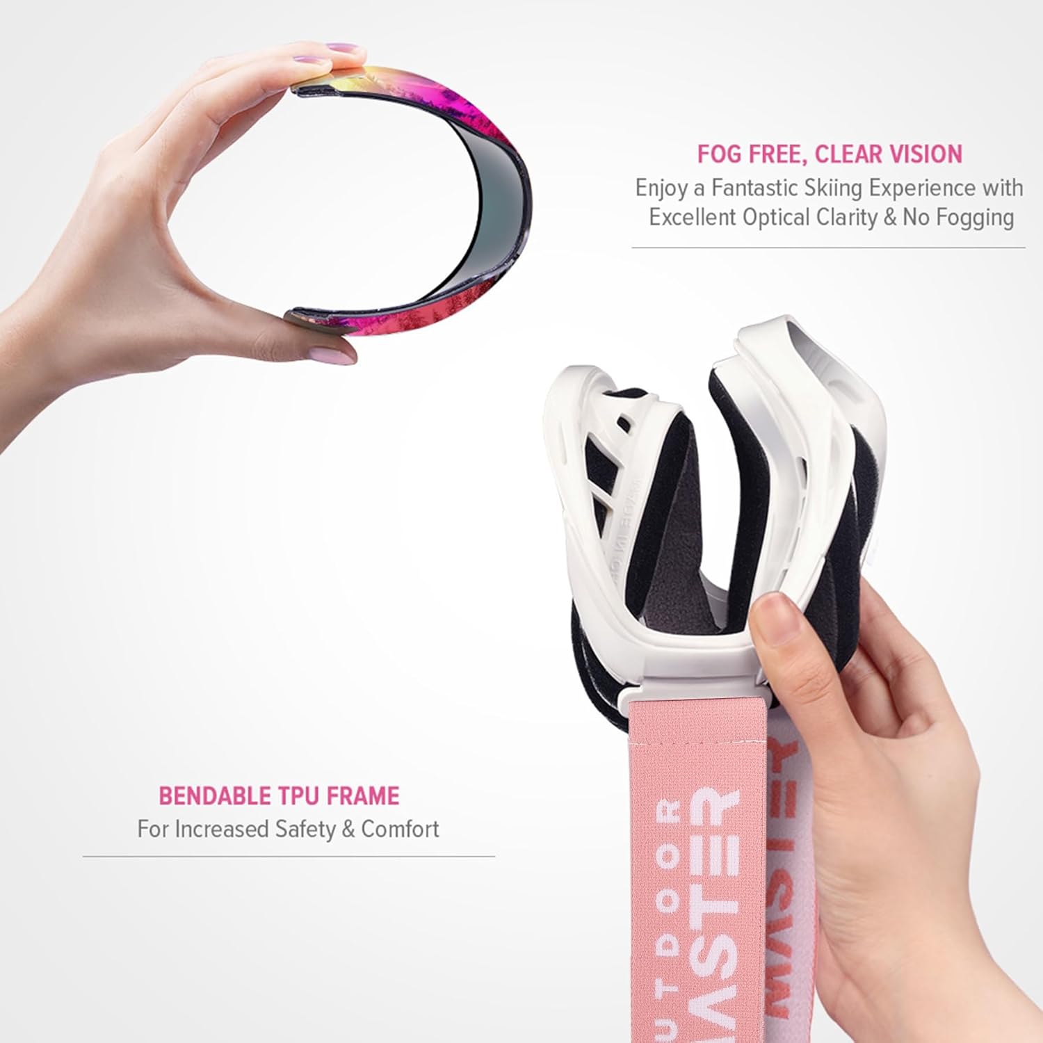 OTG Ski Goggles - Over Glasses Snowboard/Ski Goggles for Women, Men & Youth Anti Fog Snowboard Goggles- 100% UV Protection