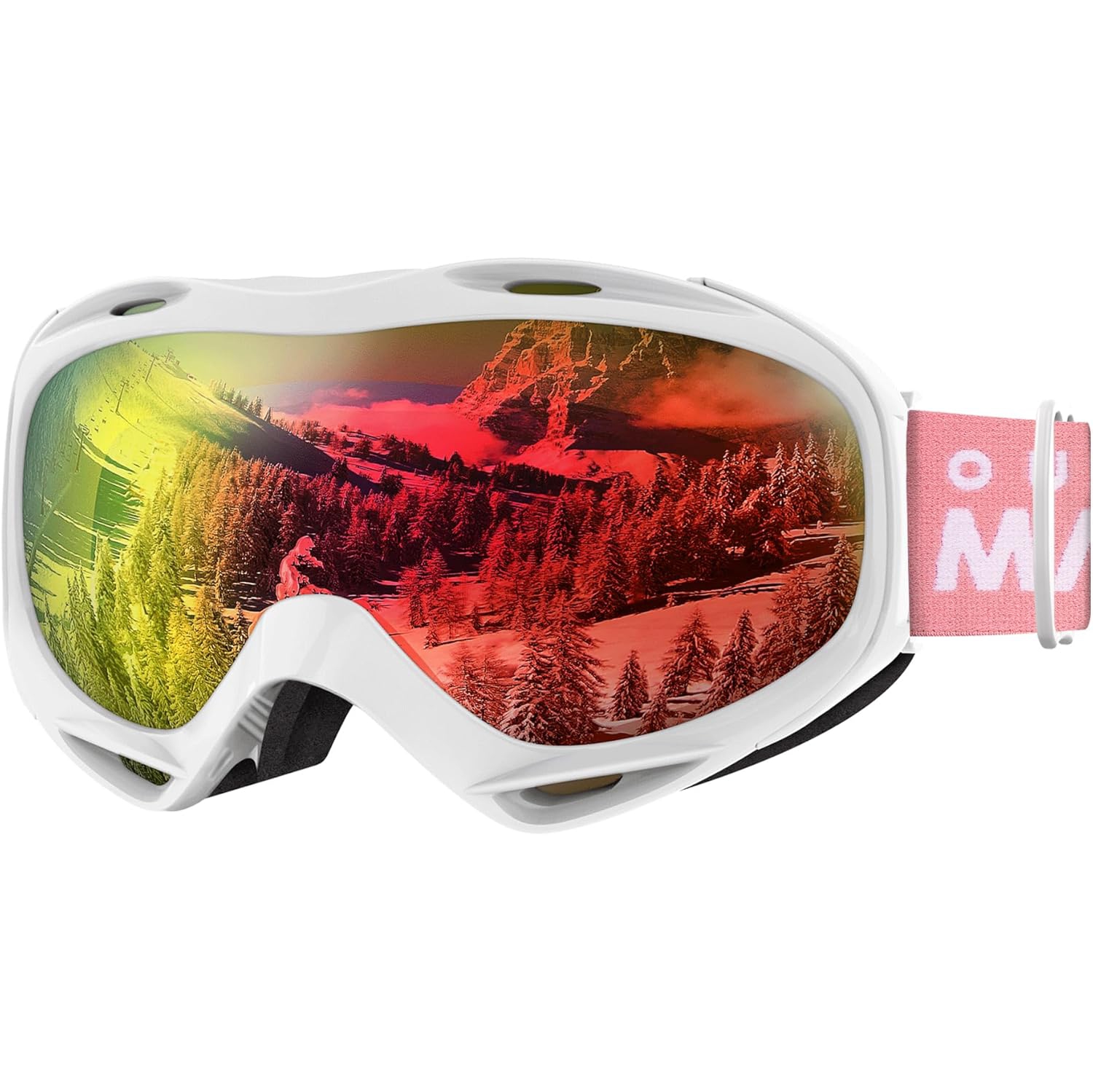 Lunettes de ski OTG – Lunettes de ski/planche à neige anti-buée pour femmes, hommes et jeunes – 100 % protection UV