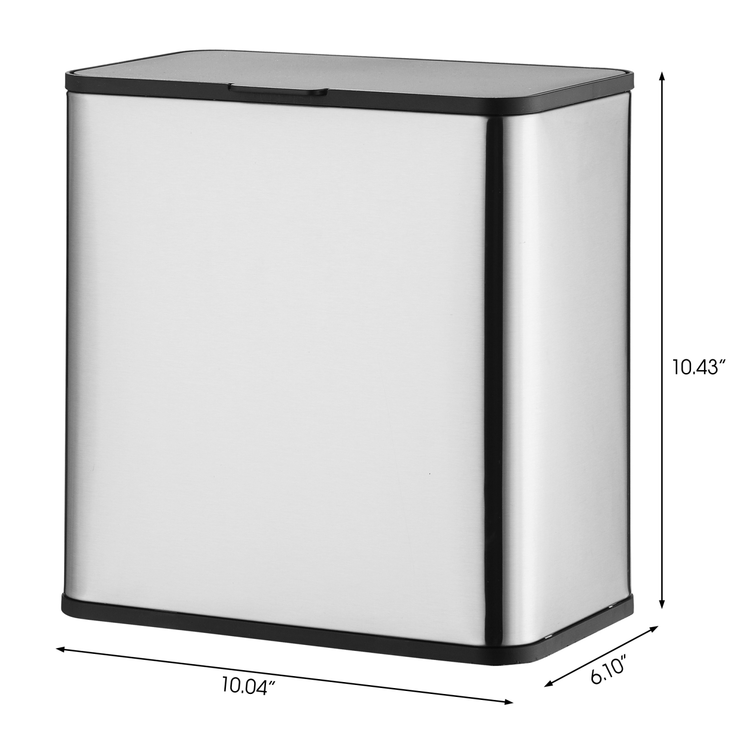 6L Slim Hanging Stainless steel kitchen waste trash can for cabinet door or wall-mounting in satin finish and fingerprint-proof. Always clean.