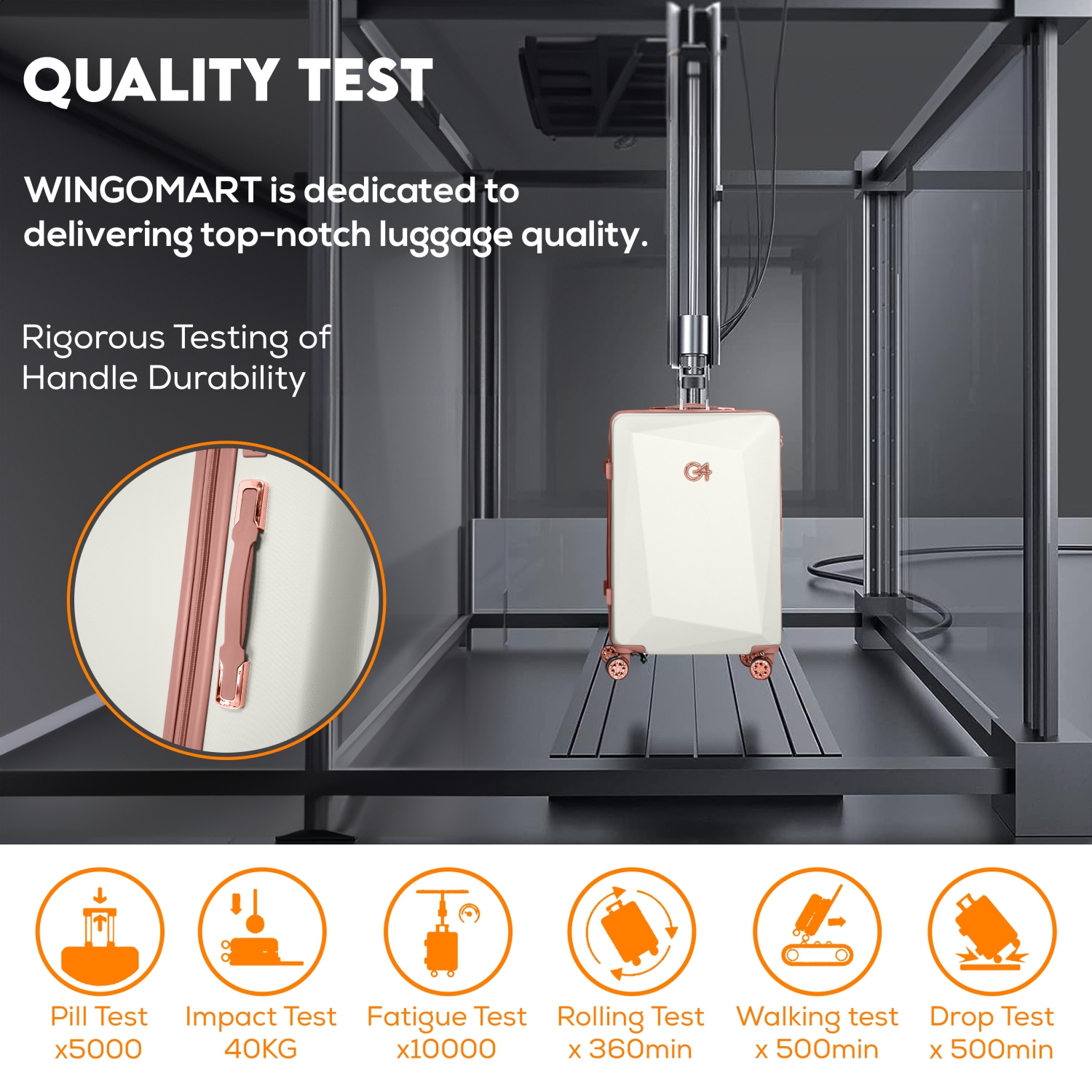 WINGOMART 3-Piece Luggage Set Lightweight Durable PC+ABS Hardshell, Double Spinner Wheels, TSA Lock - 20in/24IN/28in- Ivory Sand